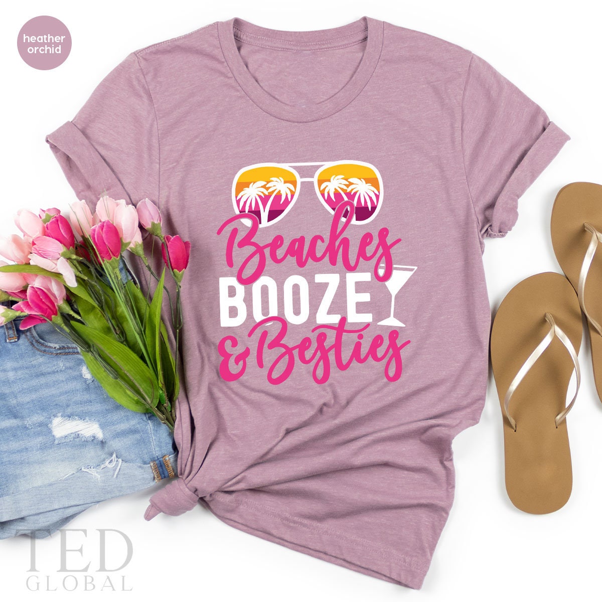 Funny Beach Shirt, Summer Vacation T-Shirt, Cute Trip T Shirt, Best Friend Shirts, Tropical Tee, Booze Besties T-Shirt, Gift For Friends - Fastdeliverytees.com