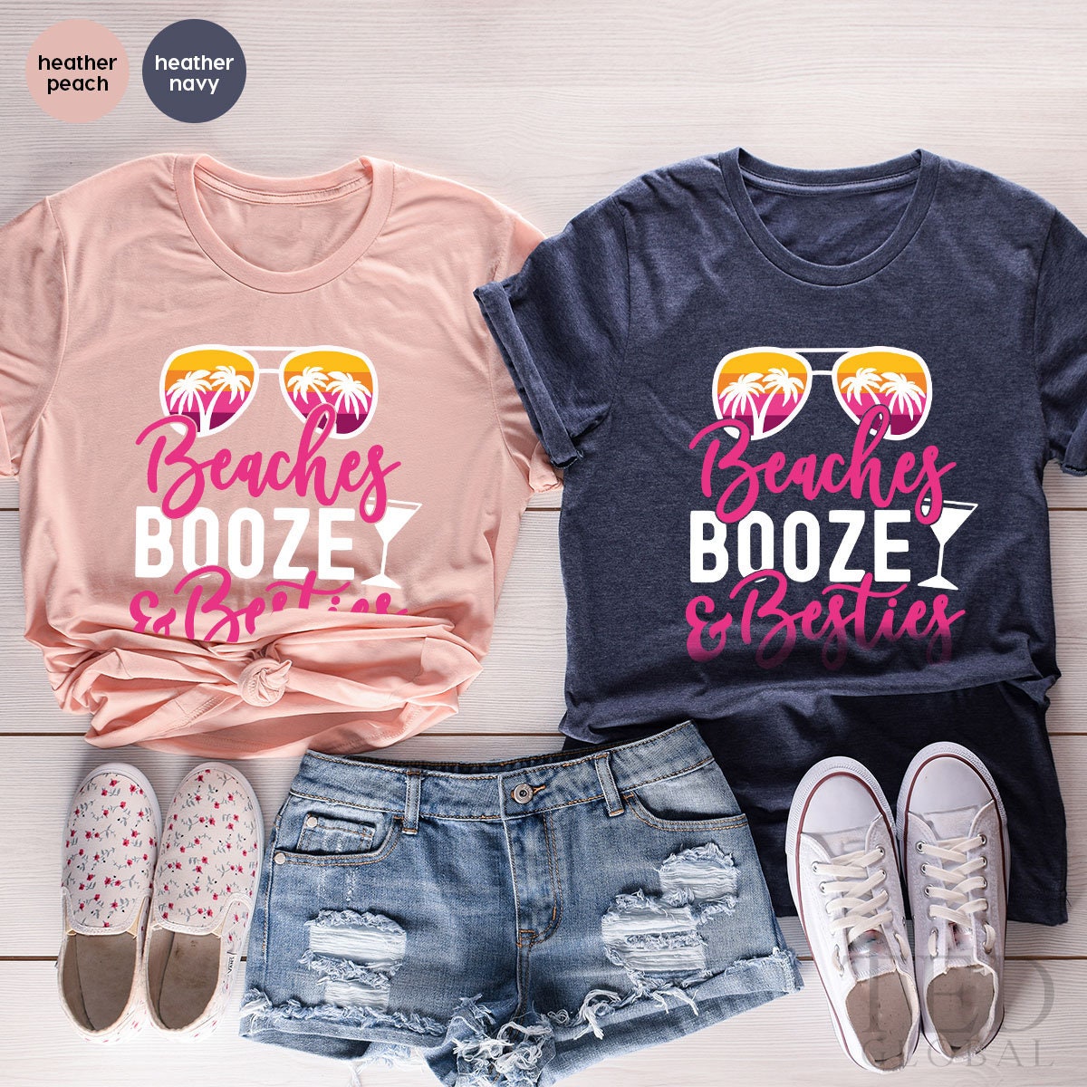 Funny Beach Shirt, Summer Vacation T-Shirt, Cute Trip T Shirt, Best Friend Shirts, Tropical Tee, Booze Besties T-Shirt, Gift For Friends - Fastdeliverytees.com