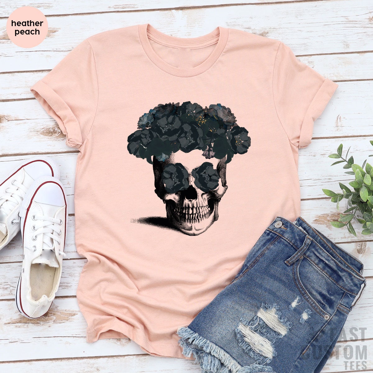 Halloween Shirt, Funny Skull Shirt, Skull Graphic T-Shirt, Gifts For Halloween, Flower Shirt, Floral Tshirt, Gothic Shirt, Fall Shirts - Fastdeliverytees.com