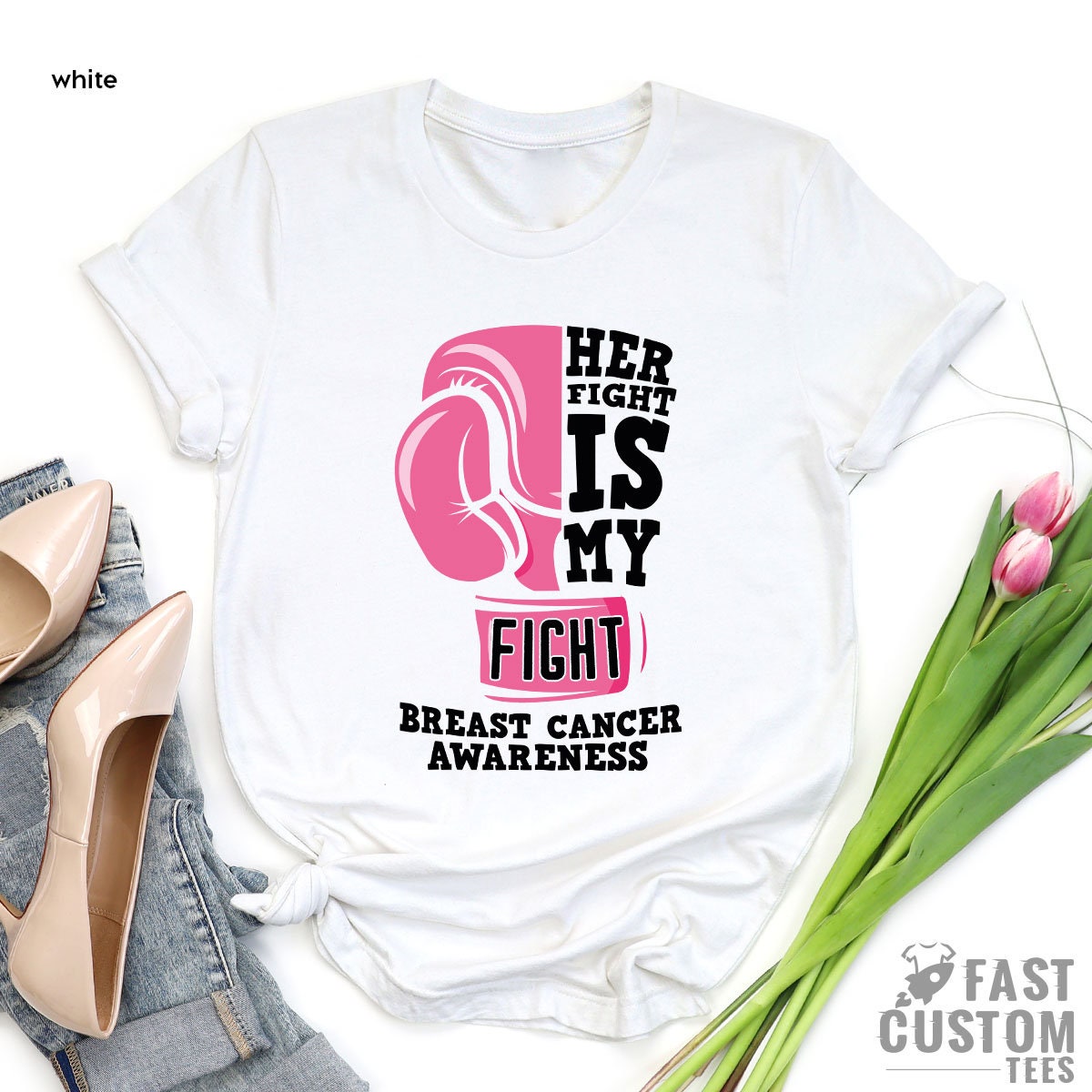 Cancer Support Shirt, Cancer Awareness T-Shirt, Her Fight Is Our Fight Shirt, Motivational T Shirt, Cancer Ribbon Tee,Breast Cancer Shirt - Fastdeliverytees.com