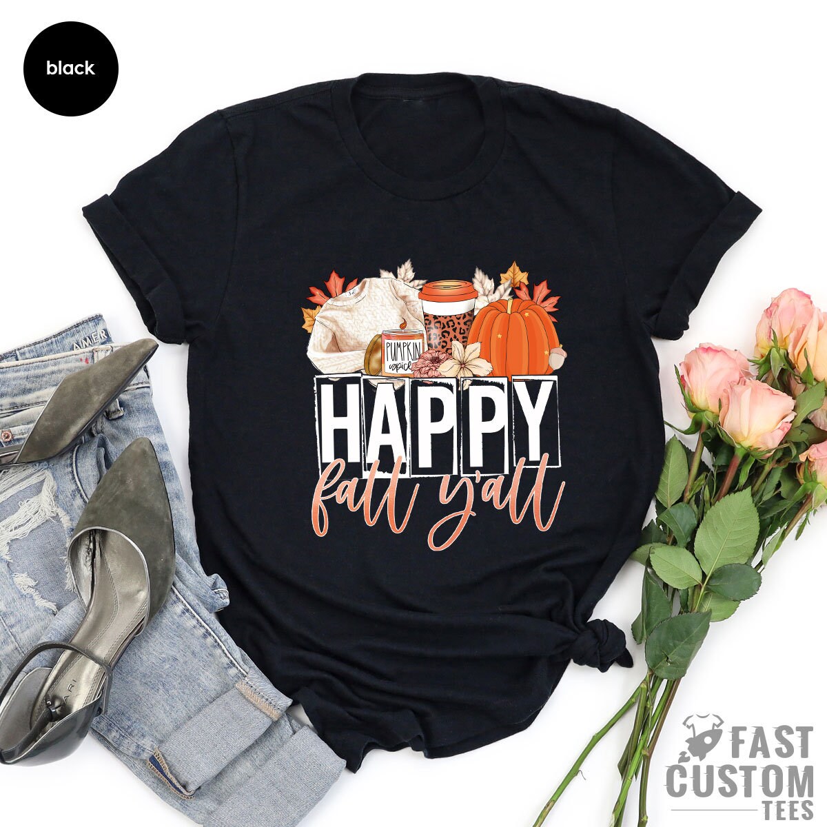 Happy Fall Yall Shirt, Funny Halloween Shirt, Thanksgiving Shirt, Pumpkin T-Shirt, Fall Shirts For Women, Thankful Tshirt - Fastdeliverytees.com