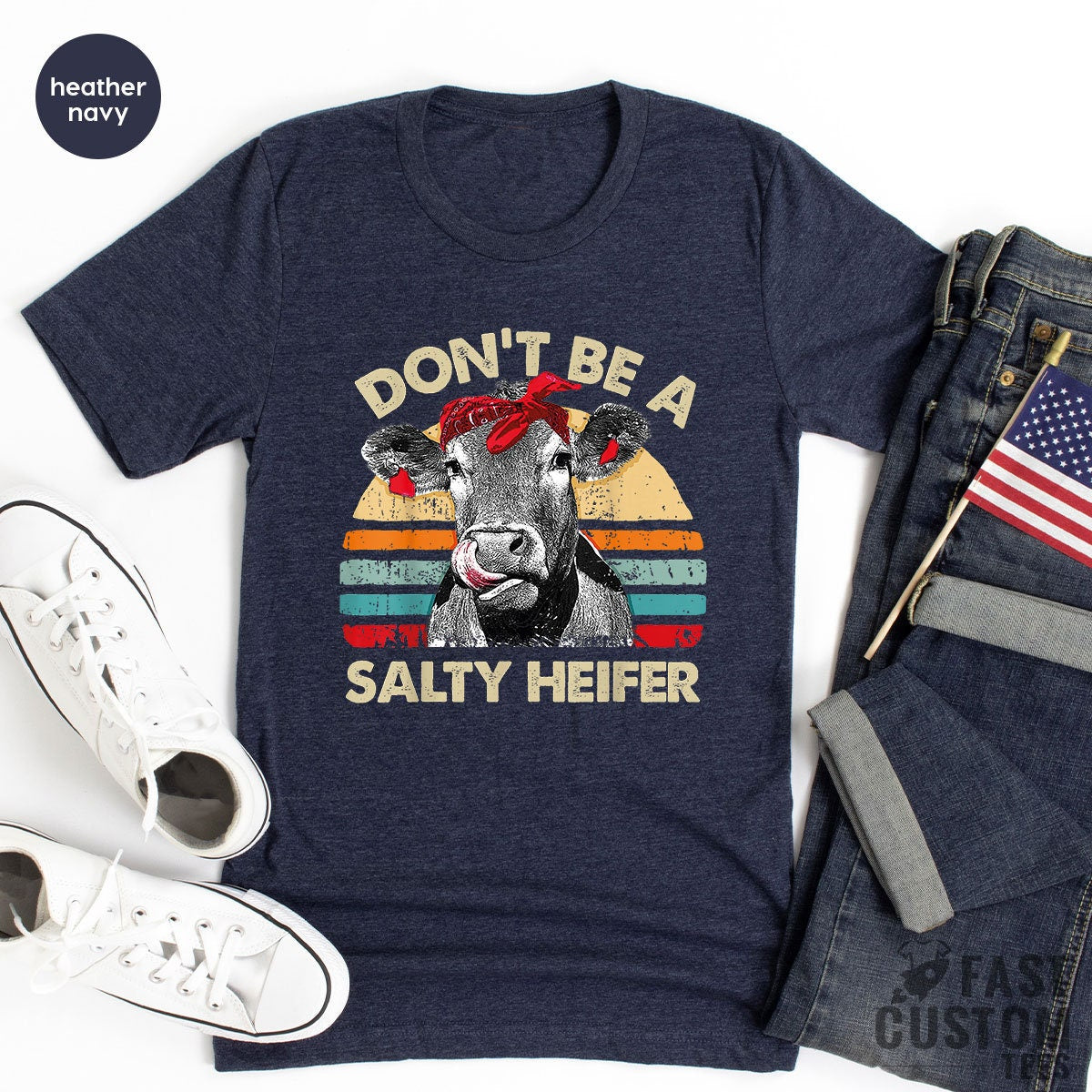 Don't Be A Salty Heifer Shirt, Sassy Cow Tshirt, Retro Sarcastic T Shirt, Funny Cow Lover Shirt, Crazy Heifer T-Shirt, Vintage Farm Shirt - Fastdeliverytees.com