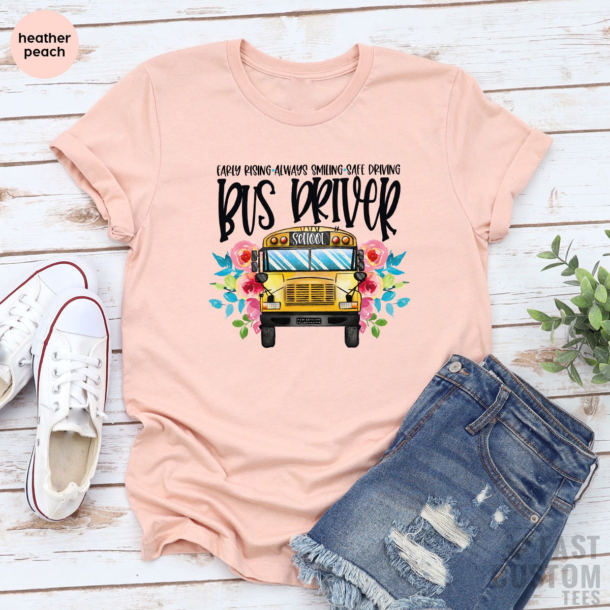 School Bus Driver Shirt, Early Rising Always Smiling Safe Driving T-Shirt, Shirts For Bus Drivers, Favorite Bus Driver Gift - Fastdeliverytees.com