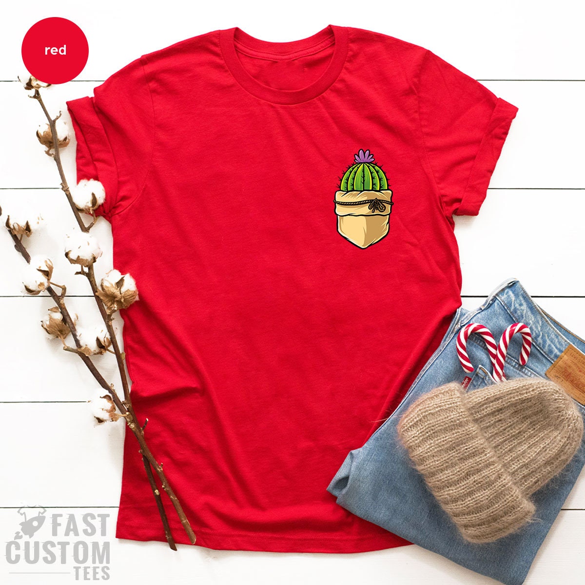 Cactus Pocket Shirt, Desert Camping Shirts, Succulent T Shirt, Cute Cactus TShirt, Plant T-Shirt, Botanical Shirt - Fastdeliverytees.com