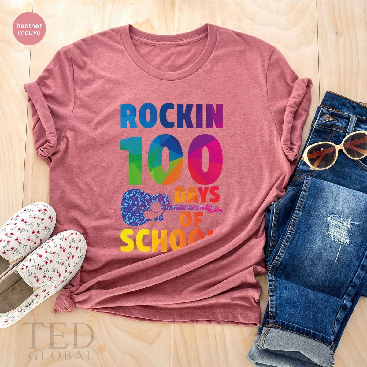 100 Day Of School Shirt, Funny Rockin T Shirt, Back To School T Shirt, Cute Kindergarten Shirts, Cute School T-Shirt, Gift For School - Fastdeliverytees.com