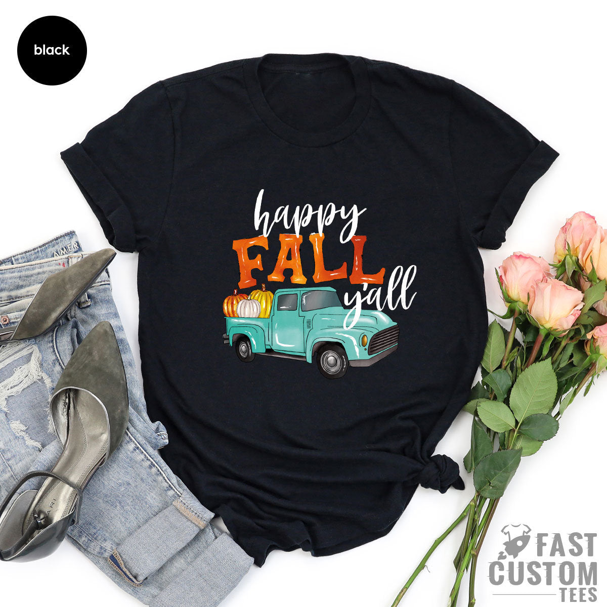 Happy Fall Yall Truck Shirt, Halloween Shirt, Fall Pumpkin Truck Shirt, Autumn Shirt, Pumpkin Tshirt, Thanksgiving Shirt, Thankful Shirts - Fastdeliverytees.com
