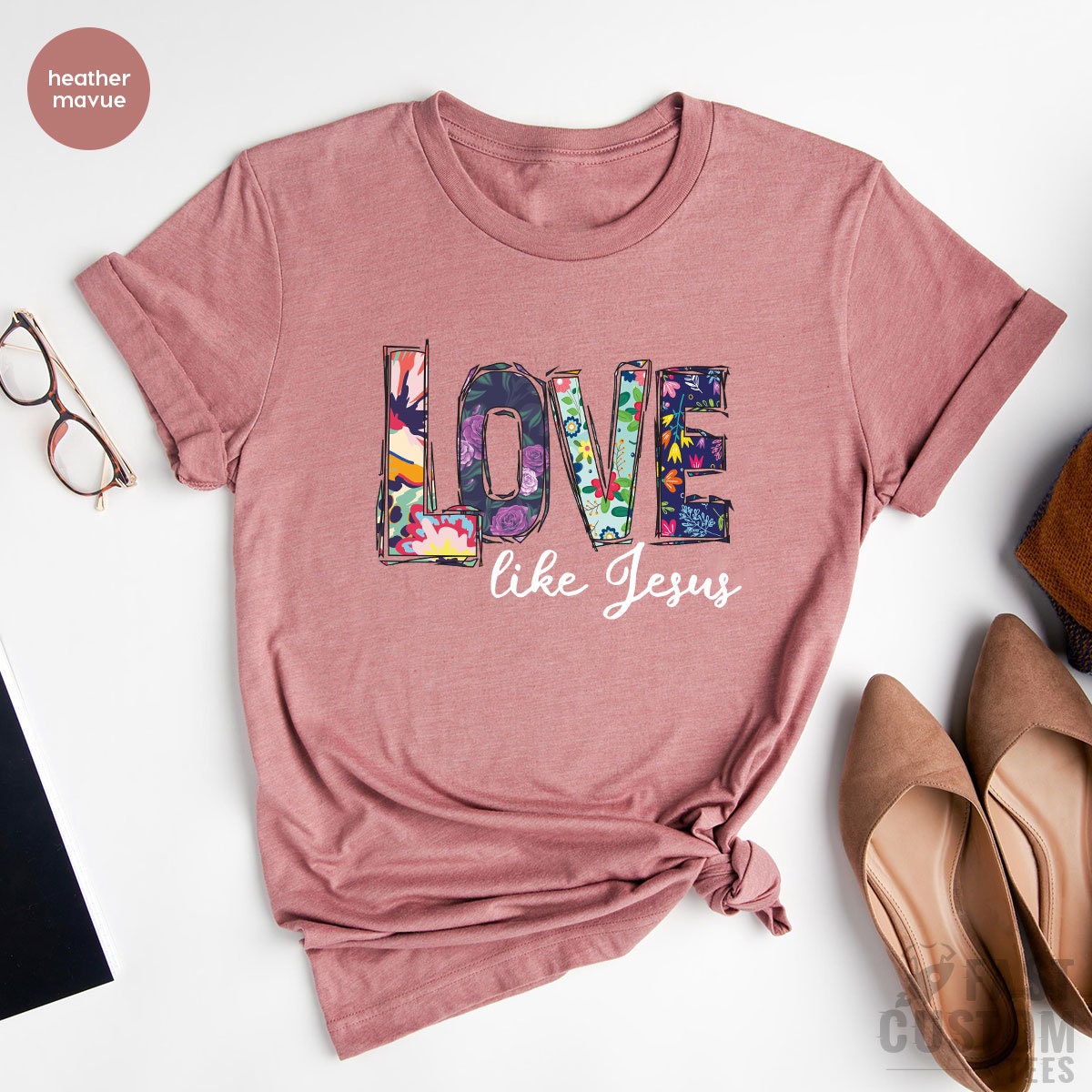 Love Like Jesus Shirt, Christian T-Shirt, Jesus T Shirt, Religious Shirt, Christmas Gift, Floral Shirt, Shirts For Women - Fastdeliverytees.com