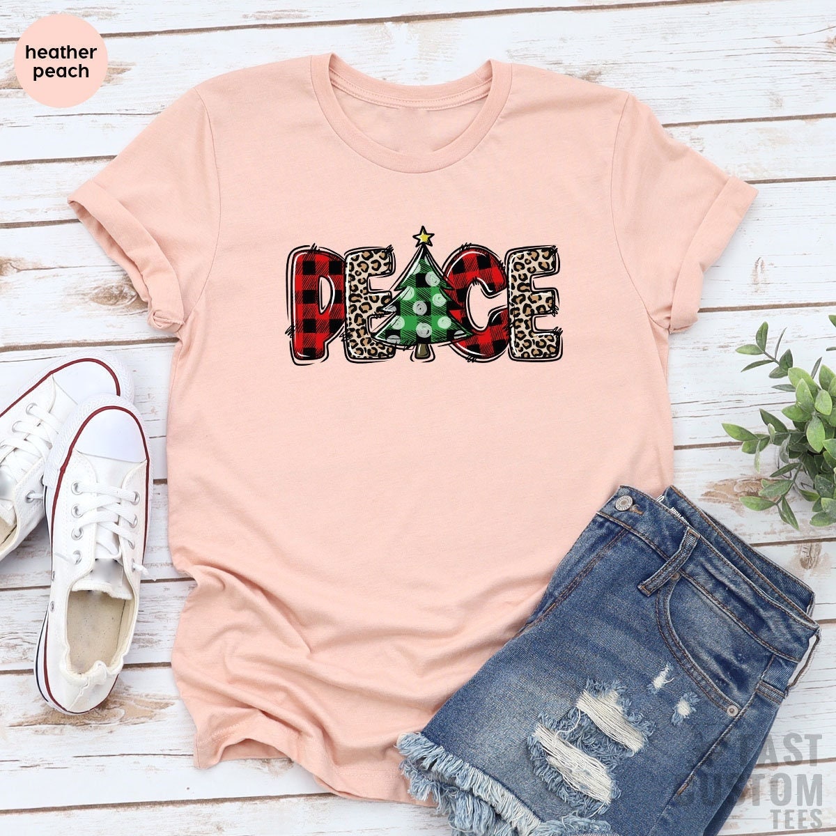 Christmas T-Shirt, Merry Peace Shirt, Women Christmas Tree T-shirt, Christmas Gift, Cute Christmas Tee, Family Christmas Shirt, Merry Tee - Fastdeliverytees.com