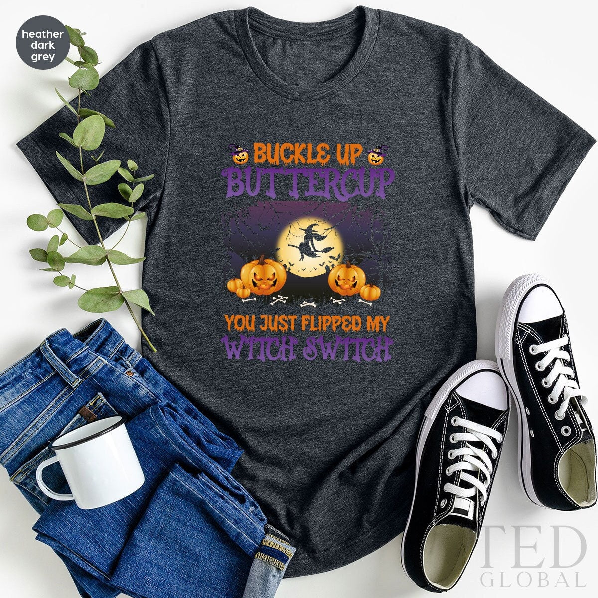 Halloween Shirt, Witch Switch T Shirt, Halloween Party Shirt, Buckle Up Buttercup Shirts, Fall Tee, Cute Pumpkin T-Shirt, Gift For Halloween - Fastdeliverytees.com