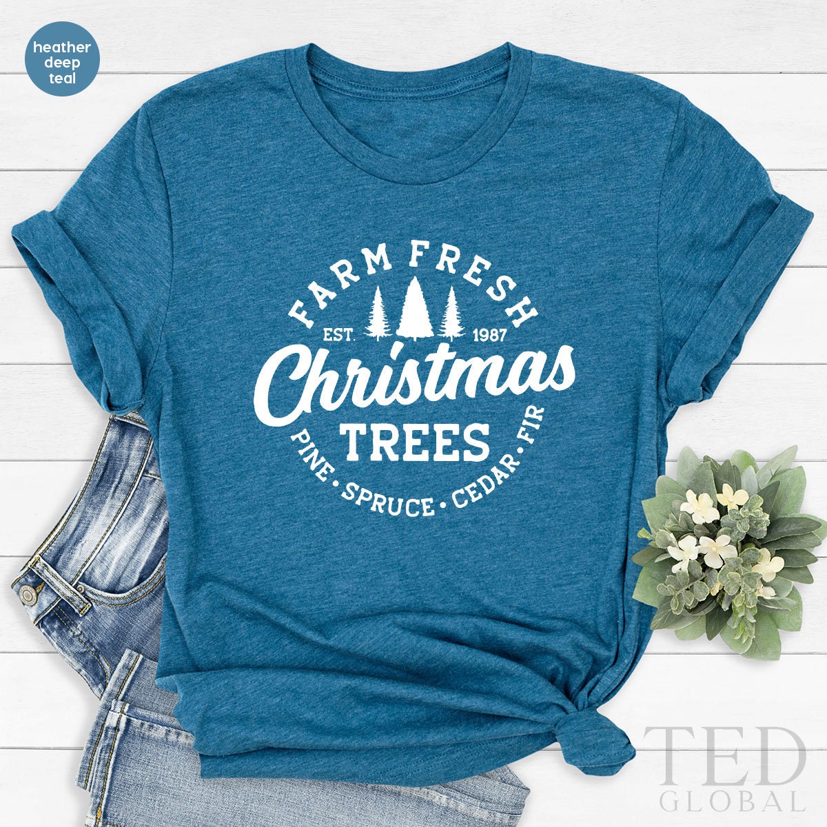 Cute Farm Fresh T-Shirt, Funny Christmas Trees T Shirt, Christmas Family Tee, Pine Spruce Cedar Fır Shirts, Xmas TShirt, Gift For Christmas - Fastdeliverytees.com