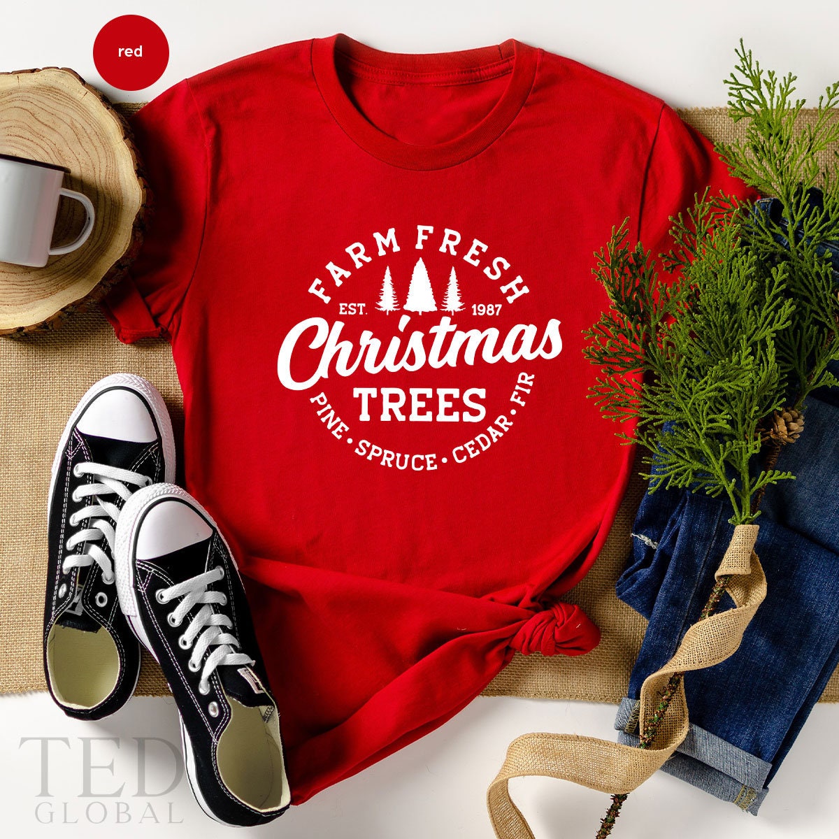 Cute Farm Fresh T-Shirt, Funny Christmas Trees T Shirt, Christmas Family Tee, Pine Spruce Cedar Fır Shirts, Xmas TShirt, Gift For Christmas - Fastdeliverytees.com