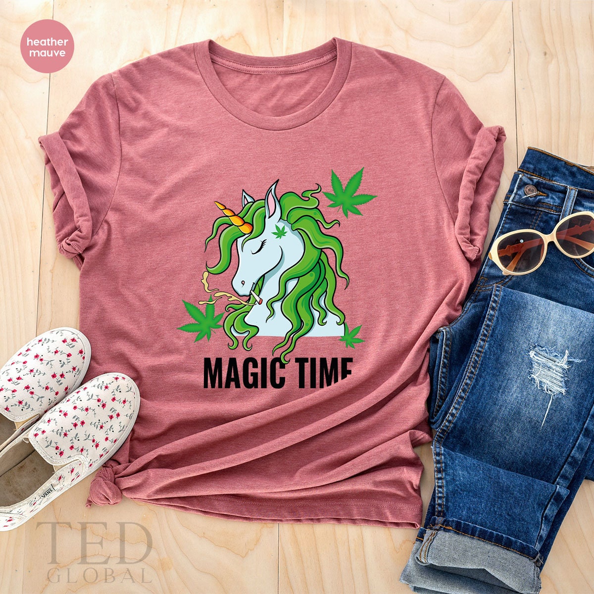Magic Time Shirt, Funny Weed T Shirt, Cute Unicorn T Shirt, Weed Lover Shirts, Smoking Tee, Cannabis T-Shirt, Marijuana Gift For Christmas - Fastdeliverytees.com