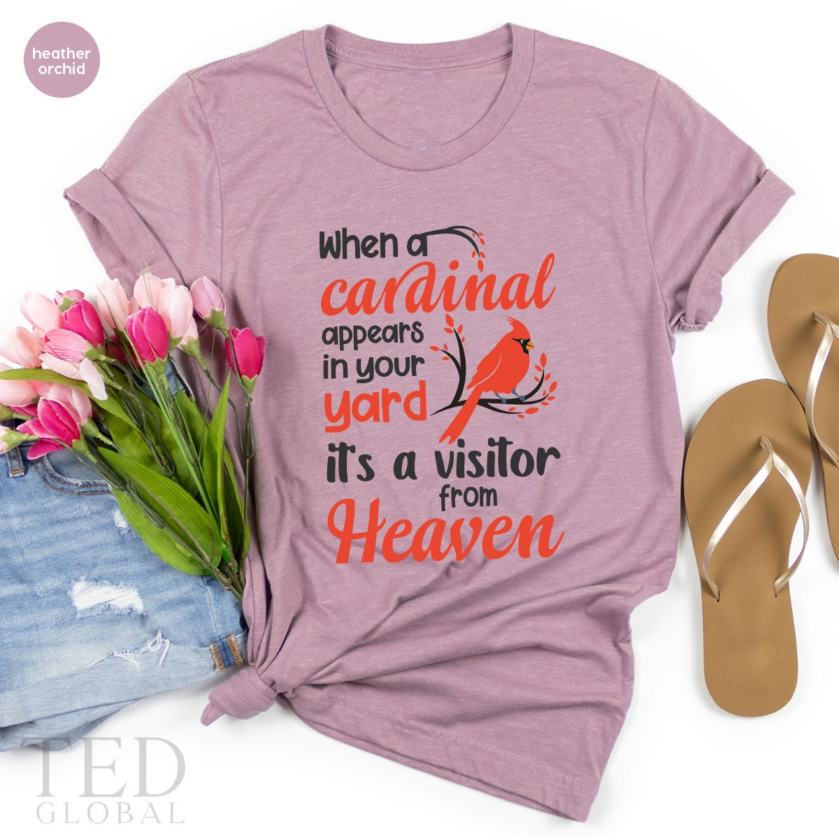 Cute Bird T-Shirt, When A Cardinal Appears In Your Yard Its A Visitor From HeavenT Shirt, Family Holiday Outfit Shirts, Christmas Gift - Fastdeliverytees.com