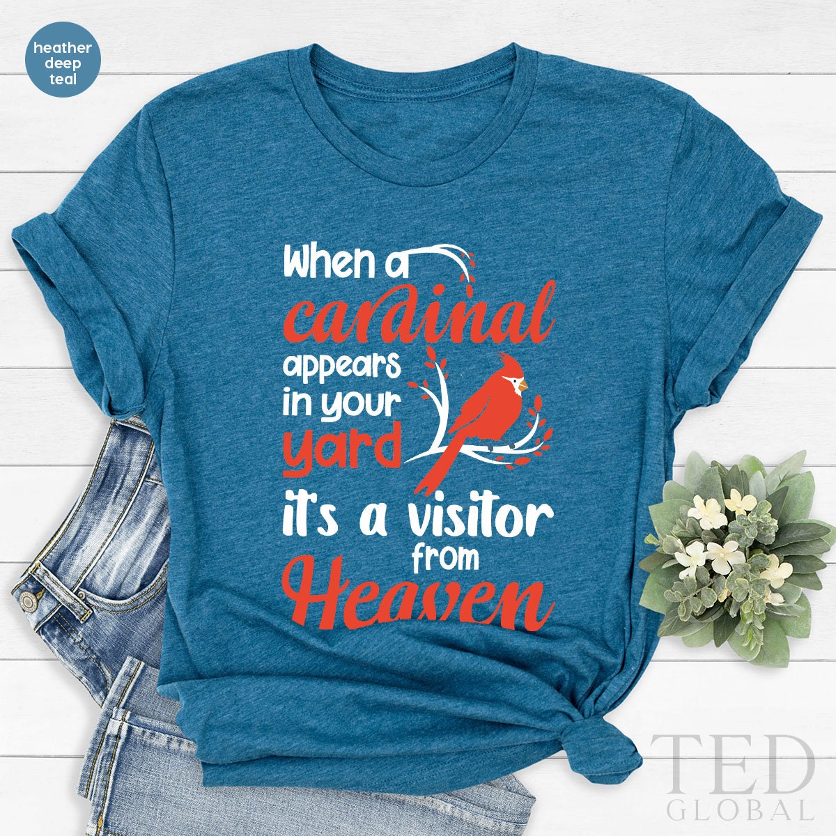 Cute Bird T-Shirt, When A Cardinal Appears In Your Yard Its A Visitor From HeavenT Shirt, Family Holiday Outfit Shirts, Christmas Gift - Fastdeliverytees.com