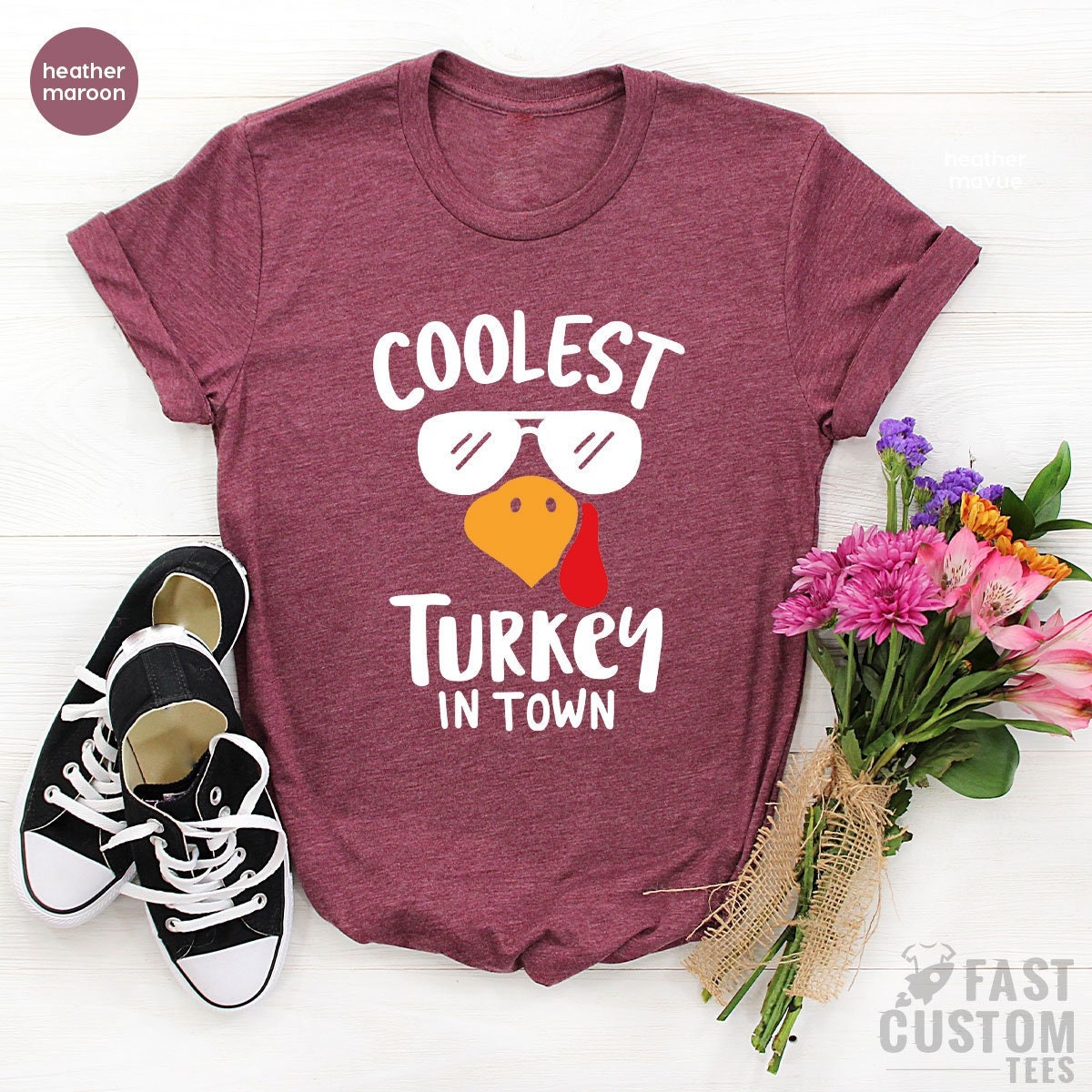 Coolest Turkey in Town Shirt, Thanksgiving Shirt, Funny Thanksgiving Tee, Fall Thankful Shirt, Thankful Shirts For Women, Family Matching - Fastdeliverytees.com