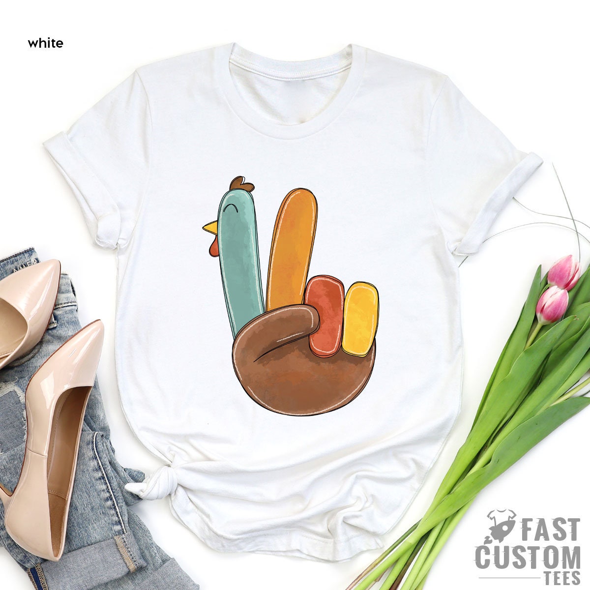 Cute Turkey Thankful Shirt, Thanksgiving Shirt, Funny Turkey Shirt, Peace Turkey Shirt, Thankful Funny Shirt, Funny Family Thanksgiving Tee - Fastdeliverytees.com