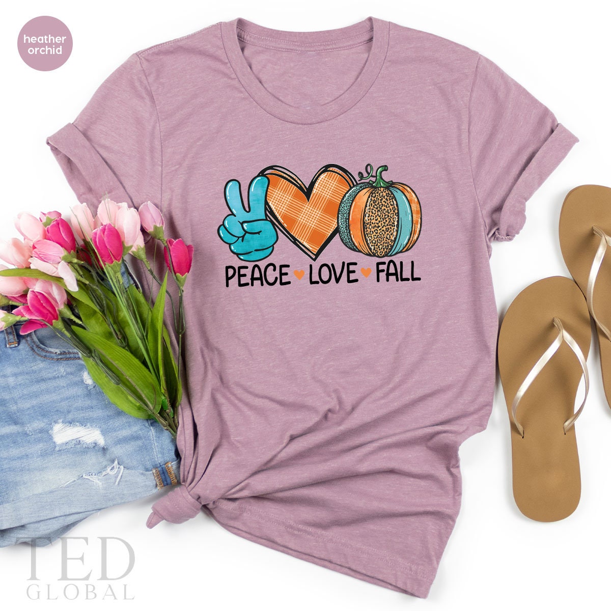 Cute Peace Love Fall T-Shirt, Family Thanksgiving T Shirt, Funny Thanksgiving Shirts, Pumpkin Season Shirt, Fall TShirt, Thanksgiving Gift - Fastdeliverytees.com