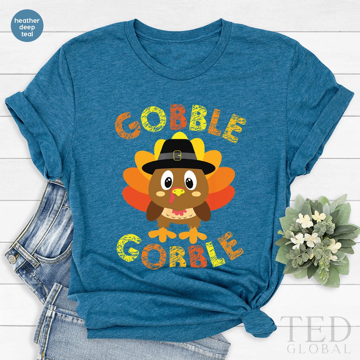 Cute Thanksgiving T-Shirt, Funny Gobble Gobble T Shirt, Family Thanksgiving, Cool Turkey Shirts, Fall Turkey TShirt, Gift For Thanksgiving - Fastdeliverytees.com