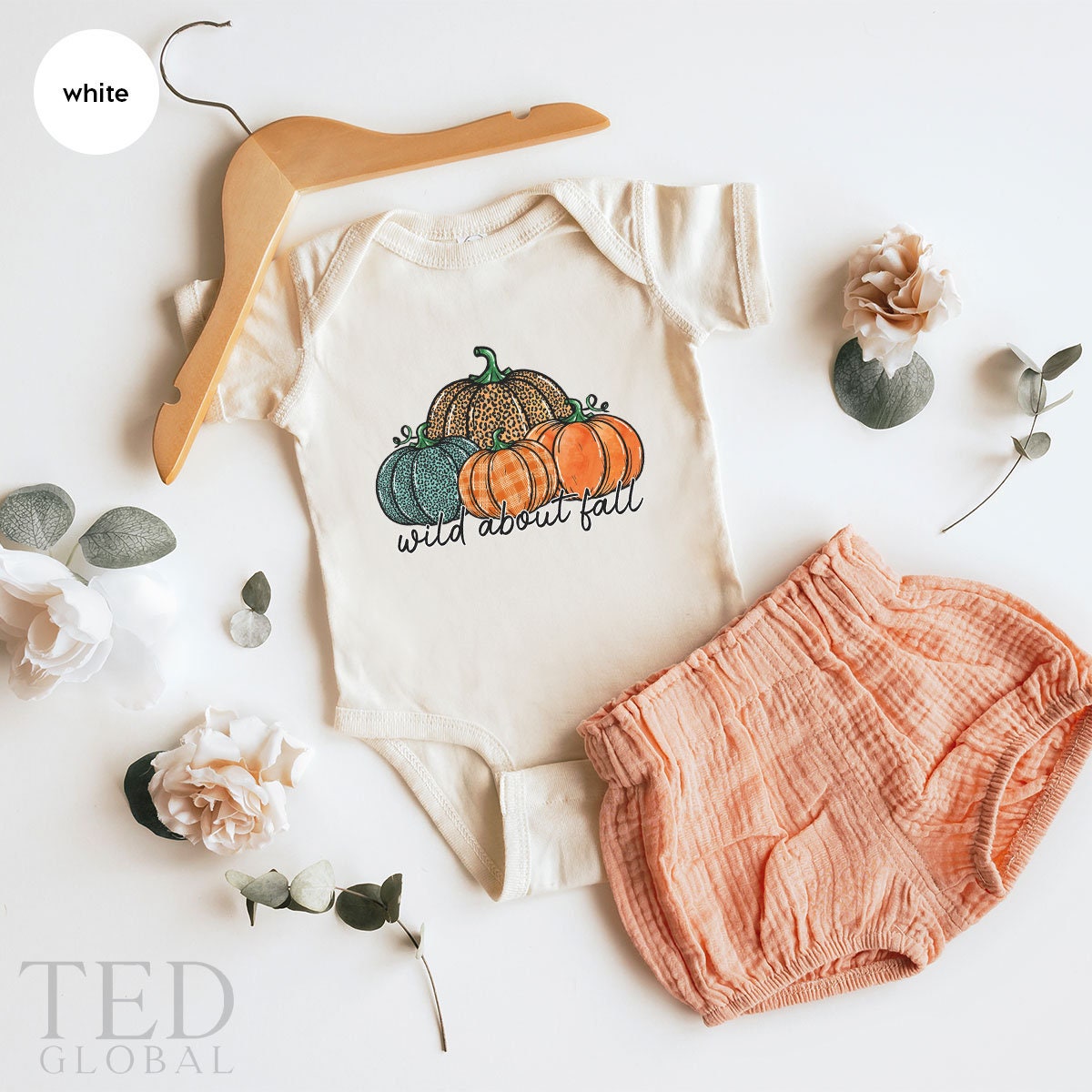 Cute Thanksgiving Pumpkin Baby Gift, Wild About Fall Baby Shower Gift, Funny Fall Season New Baby Onesie, Bodysuits Kid Toddler Clothes - Fastdeliverytees.com