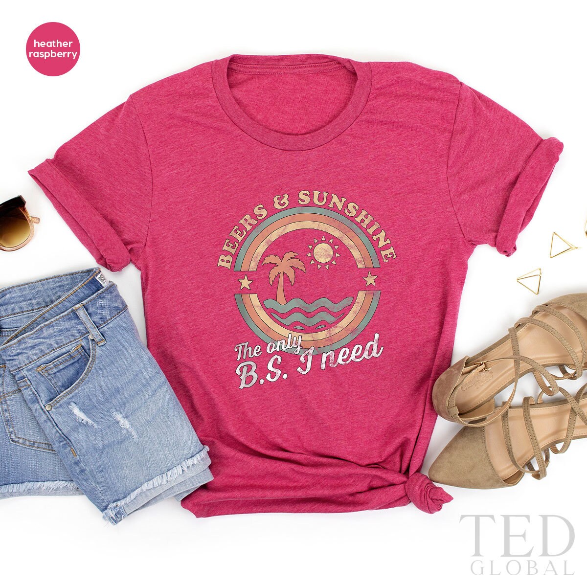 Beer Lover T-Shirt, Beers &Sunshine T Shirt, Alcohol Lover Tee, Vacation Beer Shirts, Beach Shirt, Beer TShirt, Gift For Drinker Lover - Fastdeliverytees.com