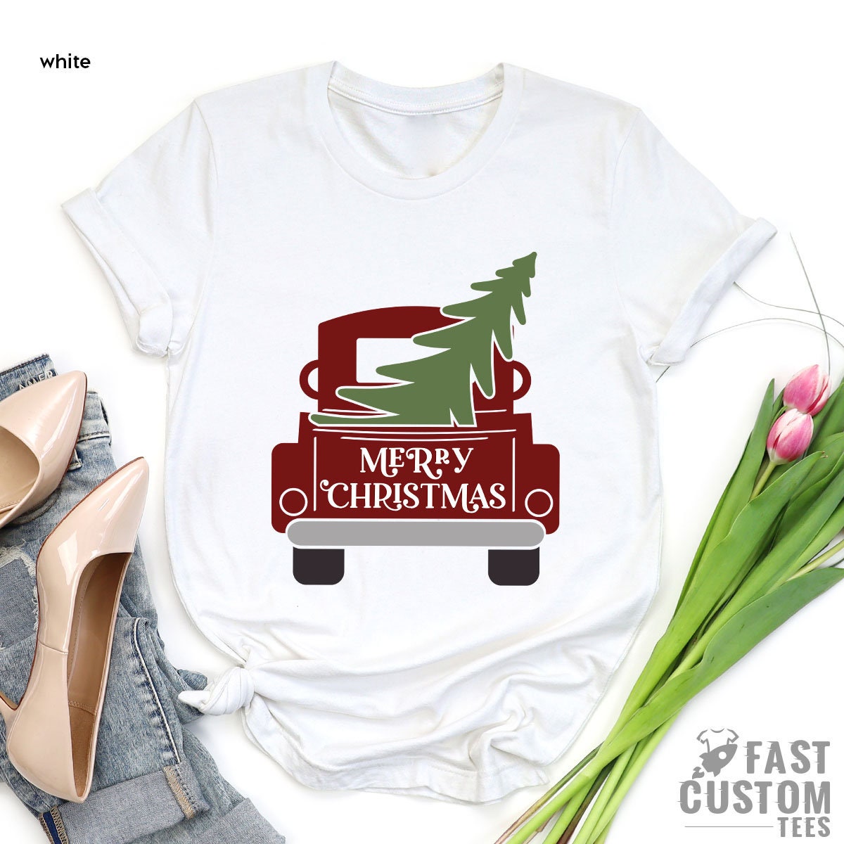 Christmas Shirts for Women, Christmas Tee, Christmas Truck Shirt, Cute Christmas Shirts, Christmas T-Shirt, Unisex Adult Tee, Merry Shirt - Fastdeliverytees.com