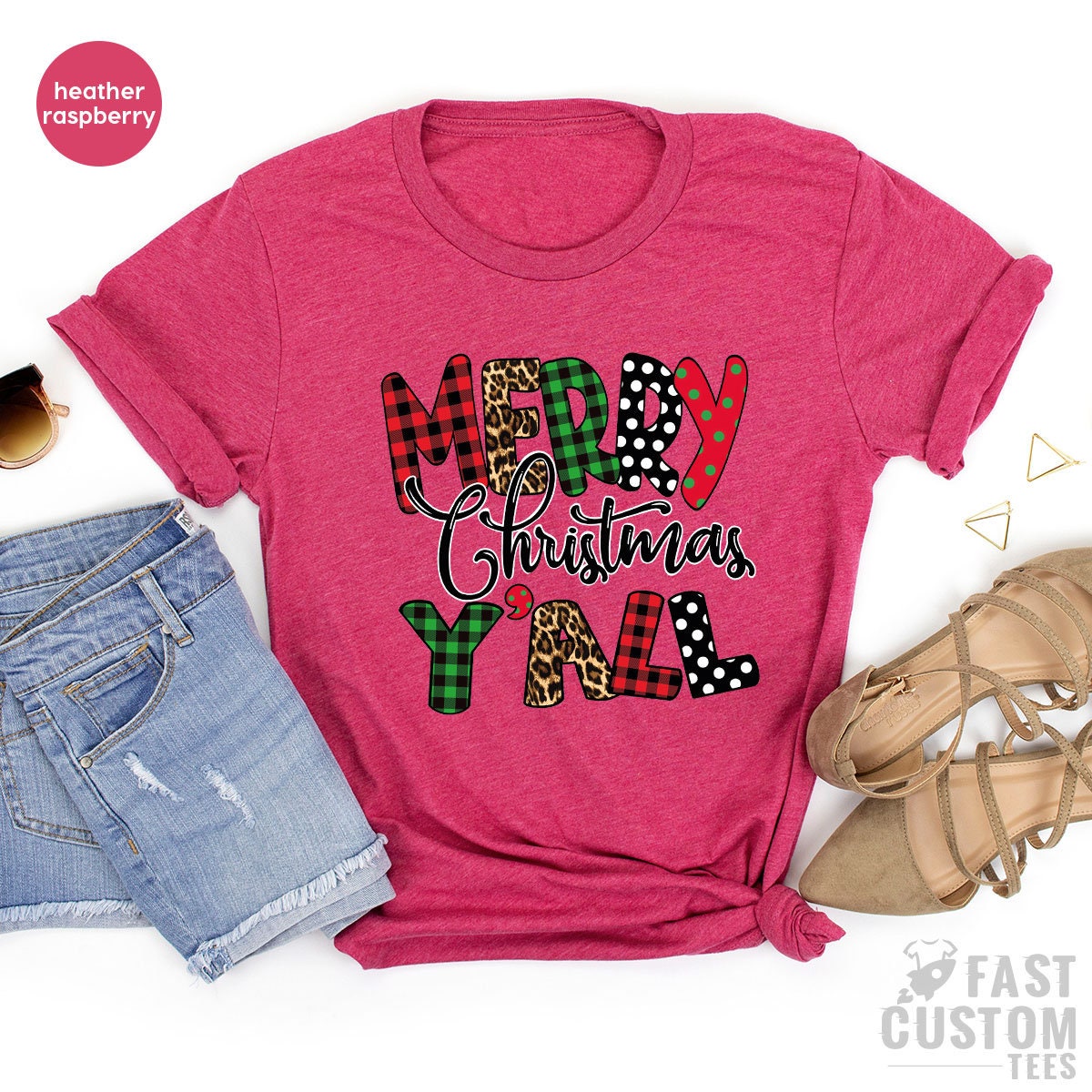 Christmas Tree T-shirt, Christmas Y'all T-Shirt, Women Christmas Gift, Merry Shirt, Cute Christmas Tee, Family Christmas Shirt, Merry Tee - Fastdeliverytees.com