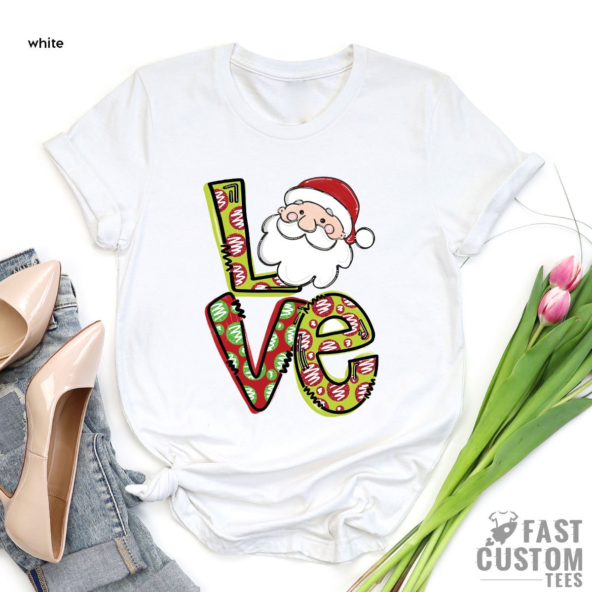 Christmas T-Shirt, Merry Love Shirt, Women Christmas Tree T-shirt, Christmas Gift, Cute Christmas Tee, Family Christmas Shirt, Merry Tee - Fastdeliverytees.com
