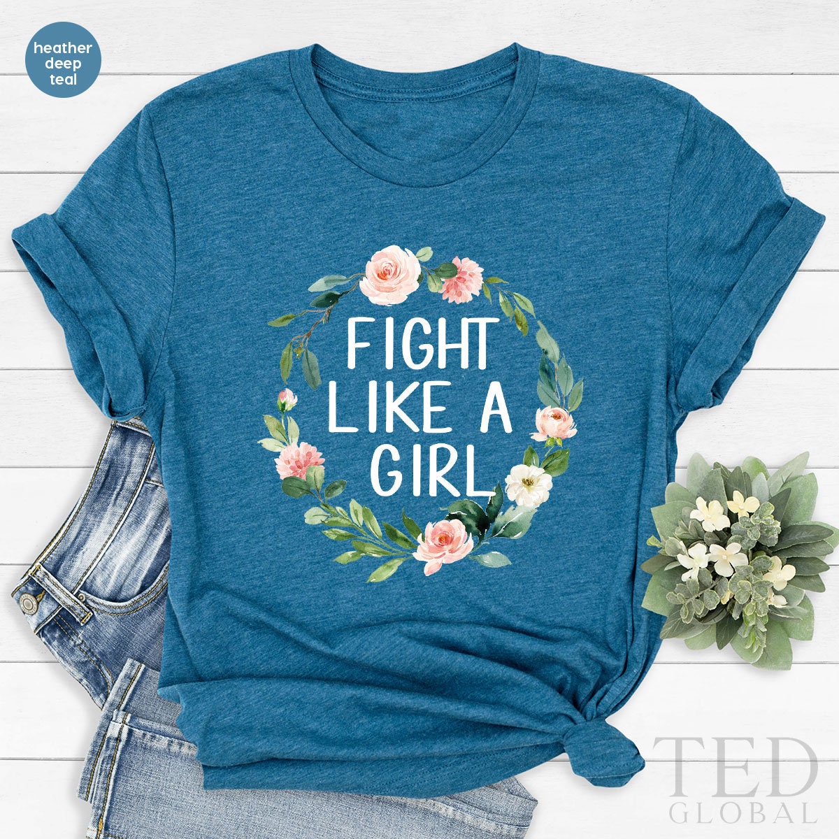 Cancer Shirt, Cancer Awareness T Shirt, Fight Like A Girl T Shirt, Motivational Shirt, Floral Tee, Cancer T-Shirt, Cancer Gift - Fastdeliverytees.com