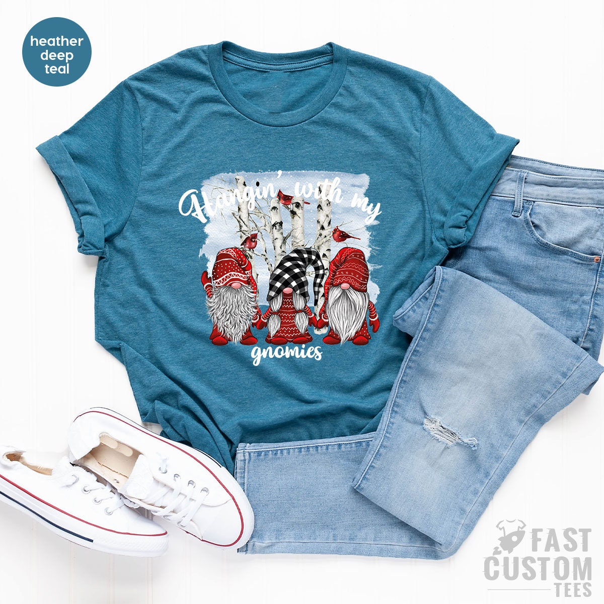 Hanging with my Gnomies Christmas T-Shirt, Merry Noel Shirt, Women Christmas T-shirt, Christmas Gift, Cute Christmas, Family Christmas Shirt - Fastdeliverytees.com