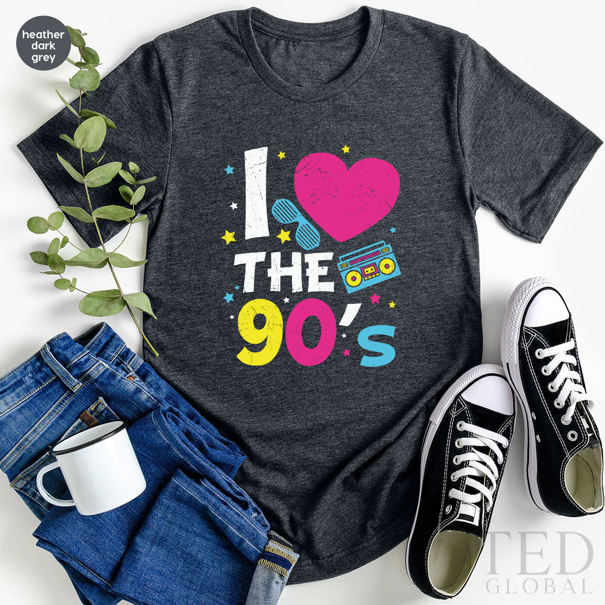 Cute I Heart The Cassette T-Shirt, Historical T Shirt, Multi-Colored Shirts, Color Revel 90s Shirt, Cassette TShirt, Gift For 90's Birthday - Fastdeliverytees.com