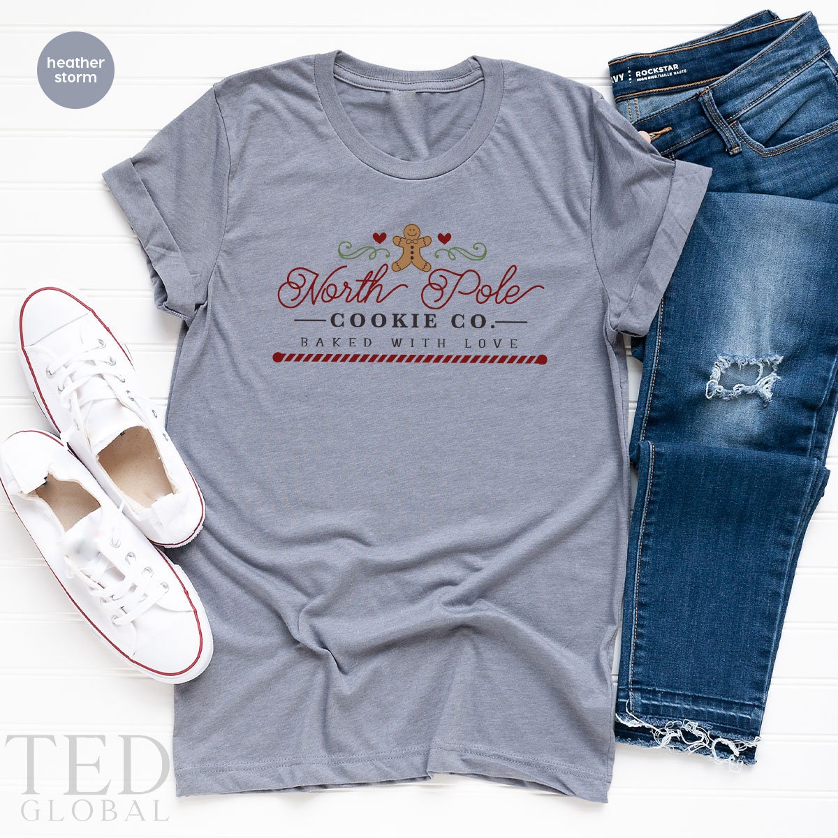 Funny North Pole Cookie T-Shirt, Baked With Love T Shirt, Holiday Outfit Shirts, Family Christmas Shirt, Baking TShirt, Gift For Christmas - Fastdeliverytees.com