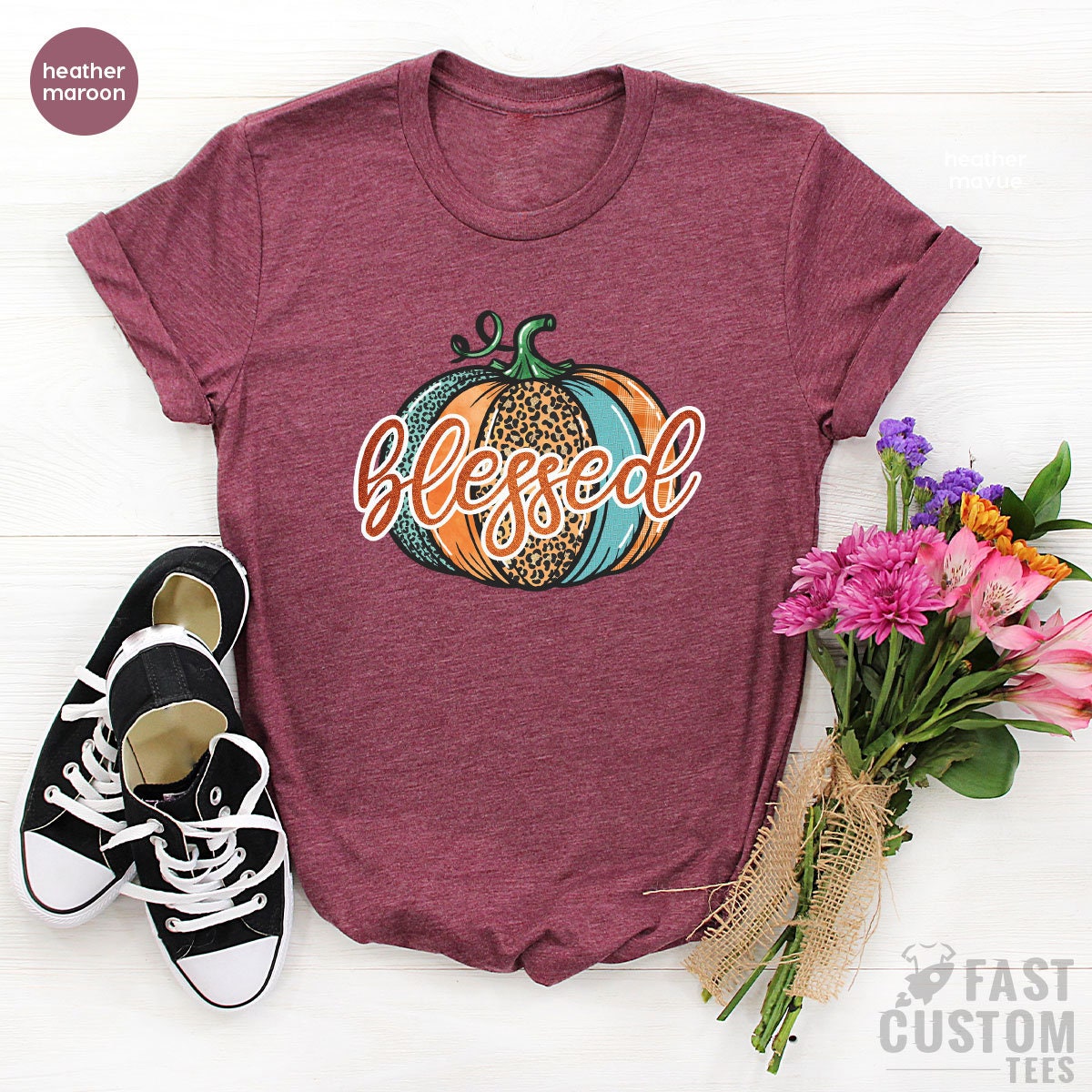 Thanksgiving Shirt, Blessed Thanksgiving Gift, Thanksgiving Tee for Women, Pumpkin T-Shirt, Fall Shirts For Women, Women Thankful T-shirt - Fastdeliverytees.com
