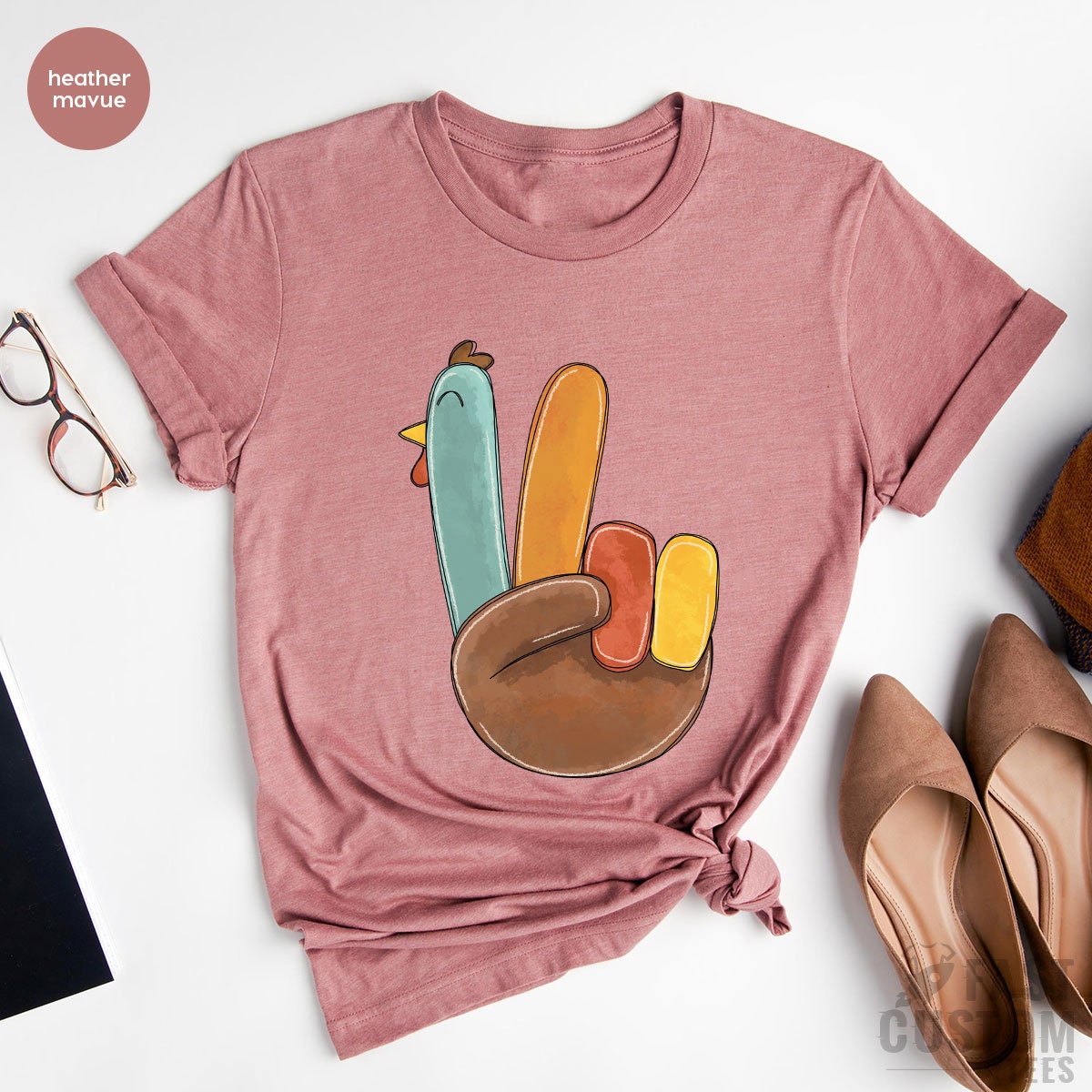 Cute Turkey Thankful Shirt, Thanksgiving Shirt, Funny Turkey Shirt, Peace Turkey Shirt, Thankful Funny Shirt, Funny Family Thanksgiving Tee - Fastdeliverytees.com