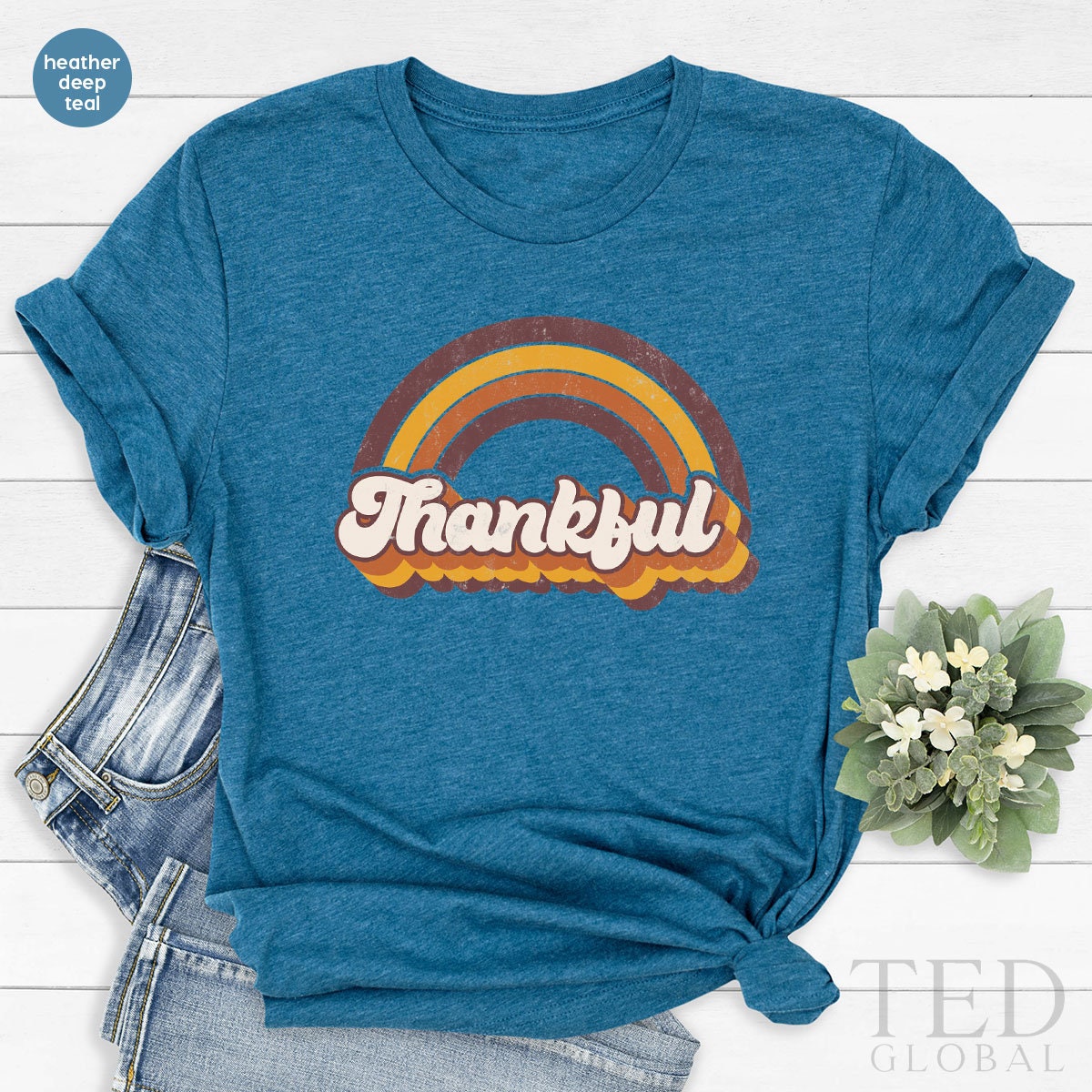 Thanksgiving Retro Rainbow T-Shirt, Family Thanksgiving T Shirt, Pumpkin Shirts, Fall Season Shirt, Rainy season TShirt, Thanksgiving Gift - Fastdeliverytees.com
