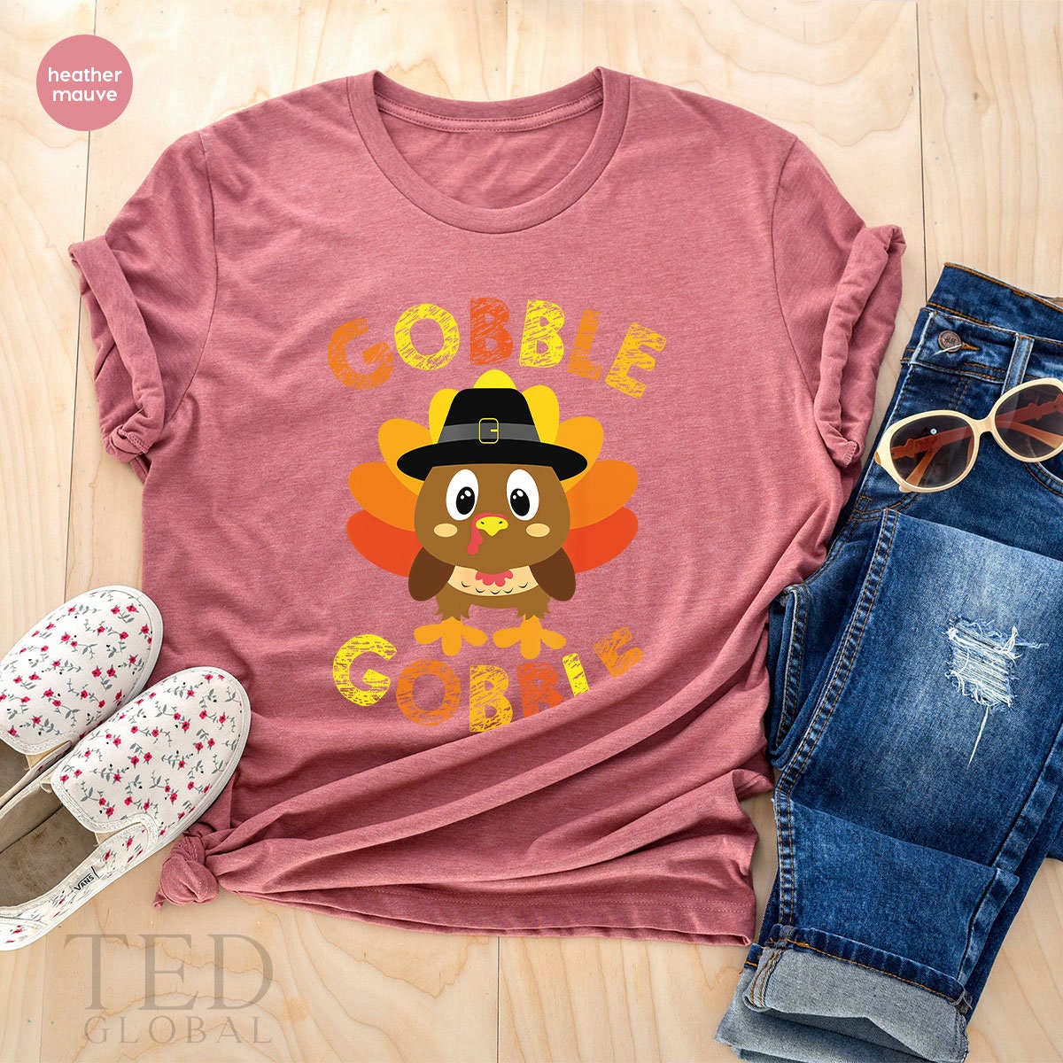 Cute Thanksgiving T-Shirt, Funny Gobble Gobble T Shirt, Family Thanksgiving, Cool Turkey Shirts, Fall Turkey TShirt, Gift For Thanksgiving - Fastdeliverytees.com