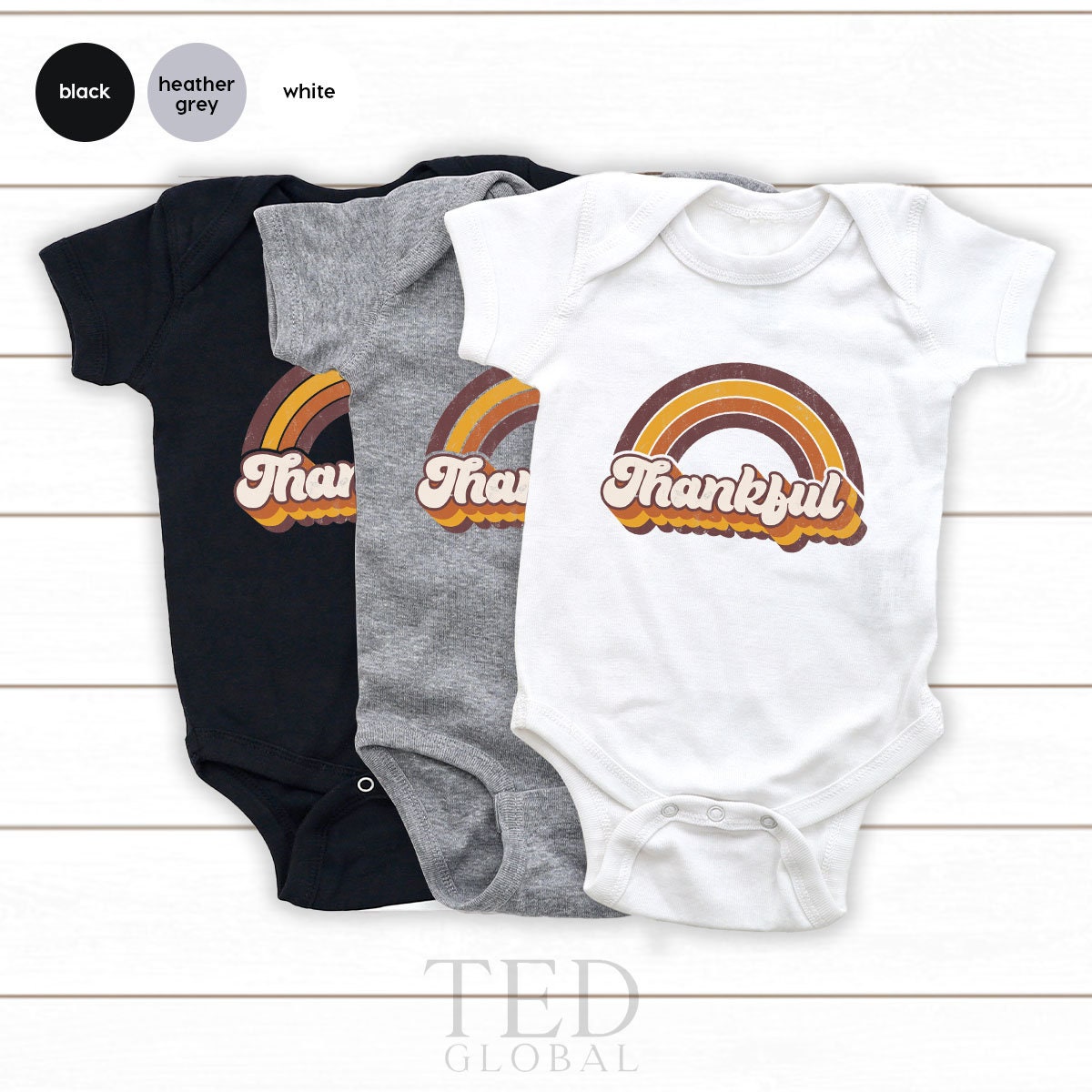 Cute Thanksgiving Retro Rainbow Baby Gift, Retro Rainbow Baby Shower Gift, Funny Fall Season New Baby Onesie, Bodysuits Kid Toddler Clothes - Fastdeliverytees.com