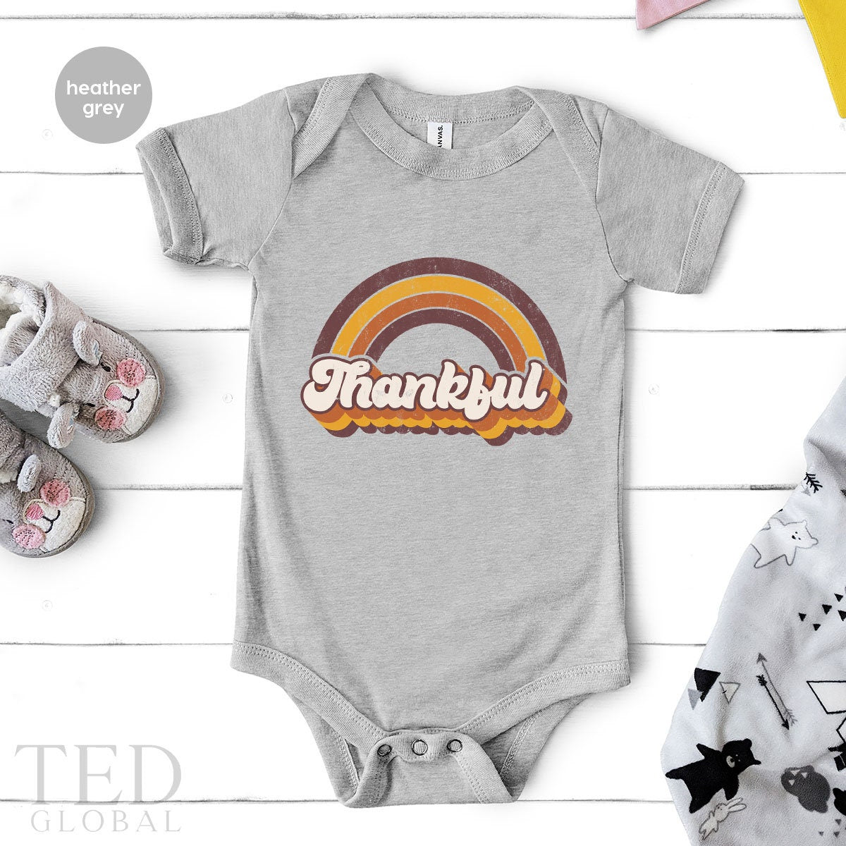 Cute Thanksgiving Retro Rainbow Baby Gift, Retro Rainbow Baby Shower Gift, Funny Fall Season New Baby Onesie, Bodysuits Kid Toddler Clothes - Fastdeliverytees.com