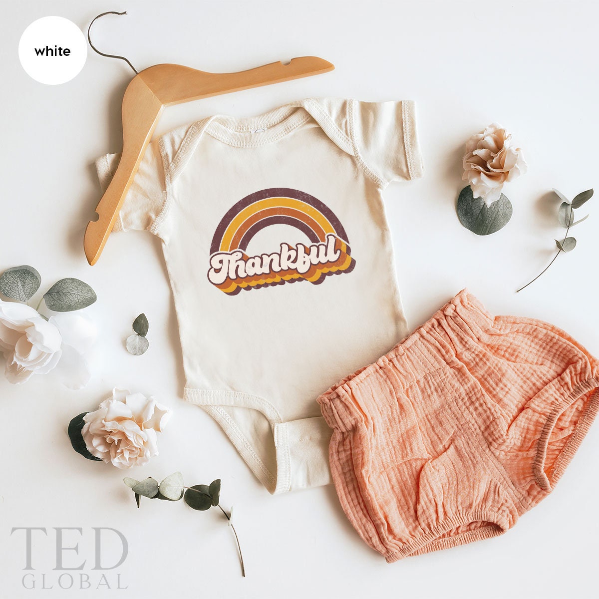 Cute Thanksgiving Retro Rainbow Baby Gift, Retro Rainbow Baby Shower Gift, Funny Fall Season New Baby Onesie, Bodysuits Kid Toddler Clothes - Fastdeliverytees.com