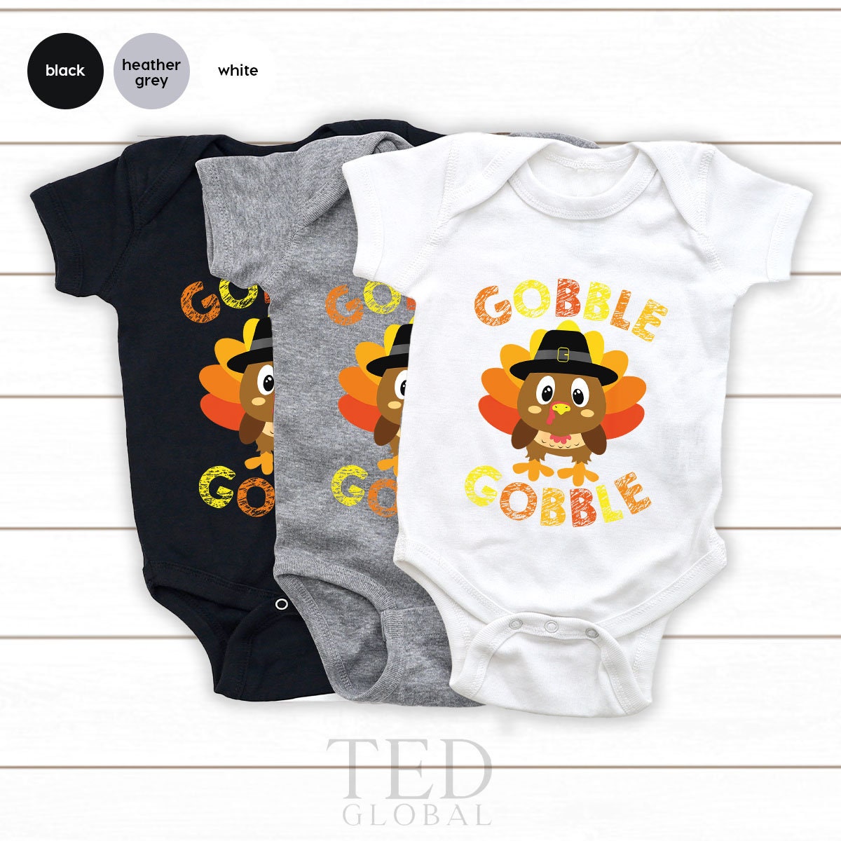 Cute Thanksgiving Gobble Gobble Baby Gift, Funny Turkey Baby Shower Gift, Fall Season Turkey New Baby Onesie, Bodysuits Kid Toddler Clothes - Fastdeliverytees.com