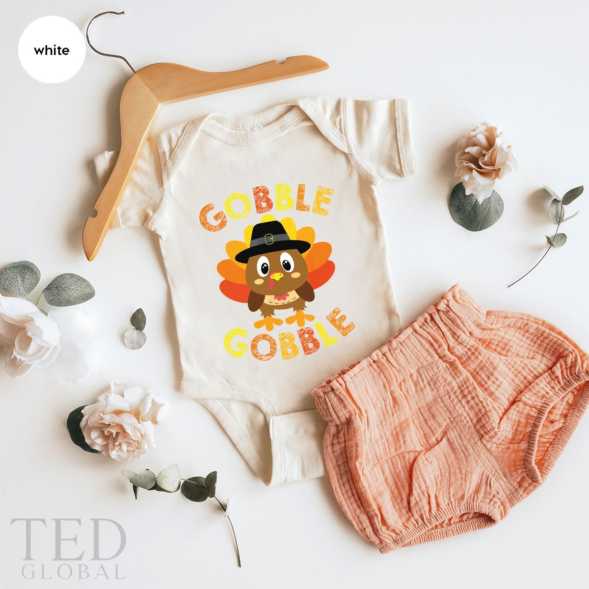 Cute Thanksgiving Gobble Gobble Baby Gift, Funny Turkey Baby Shower Gift, Fall Season Turkey New Baby Onesie, Bodysuits Kid Toddler Clothes - Fastdeliverytees.com
