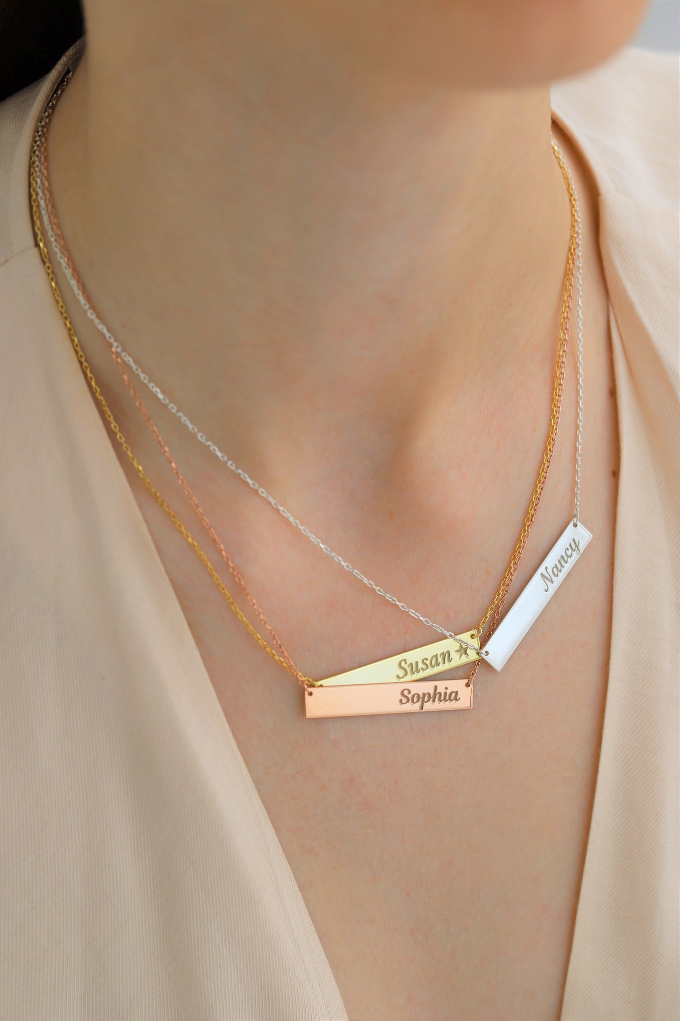 Name Bar Necklace, Gift For Mothers Day, Personalized Name Necklace, Mom Necklace, Minimalist Necklace, To My Mom Necklace,Monogram Necklace