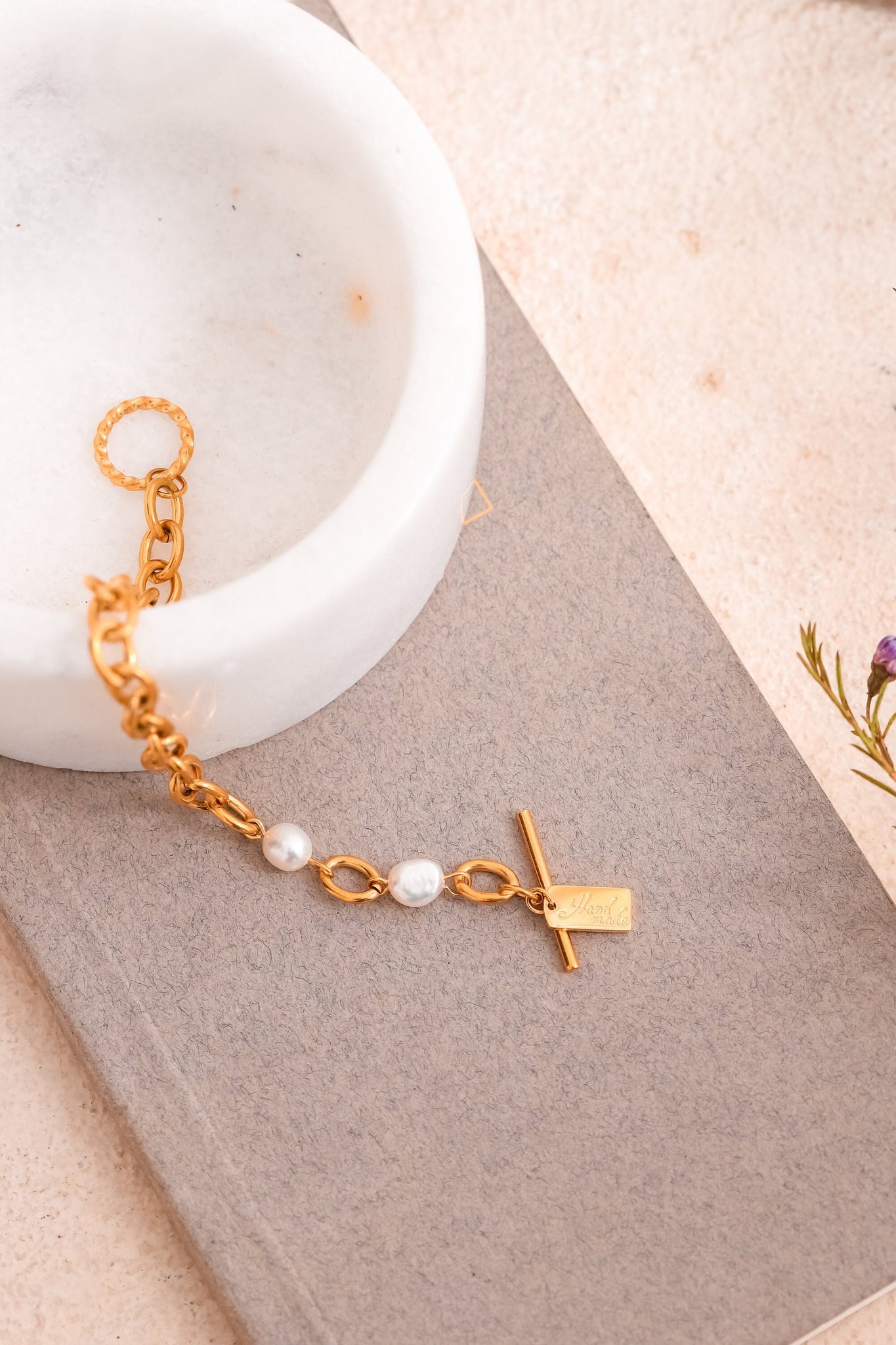 OT Pearl Bracelet 18K Gold Chain Bracelet Mothers Day Gift Dainty Fastdeliverytees
