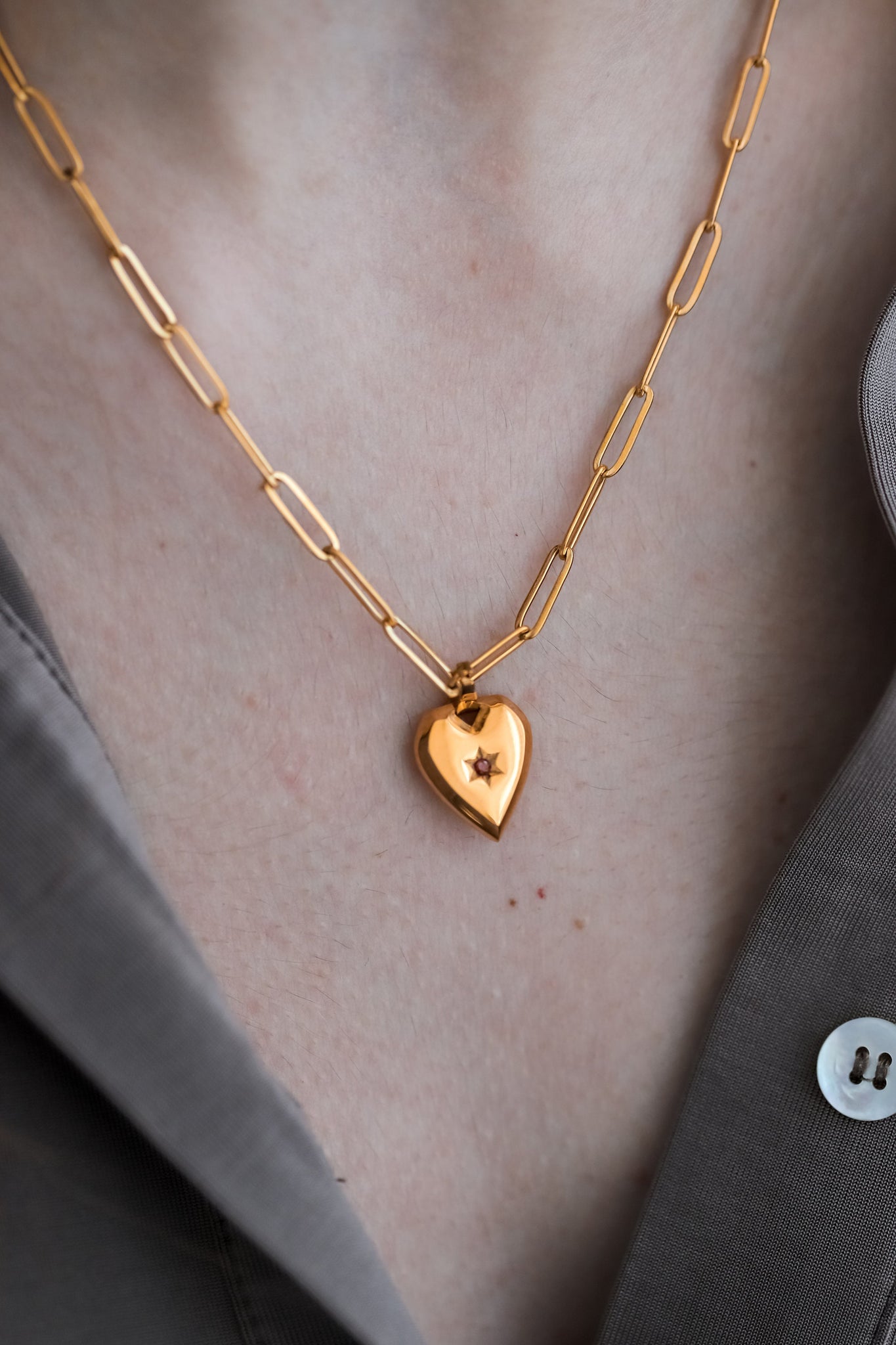 Star Heart Pendant Necklace, 18K Gold, Necklaces For Women, Minimalist Necklace,Paper Pin Stainless Steel Necklace,Gift For Mom,Gift For Her