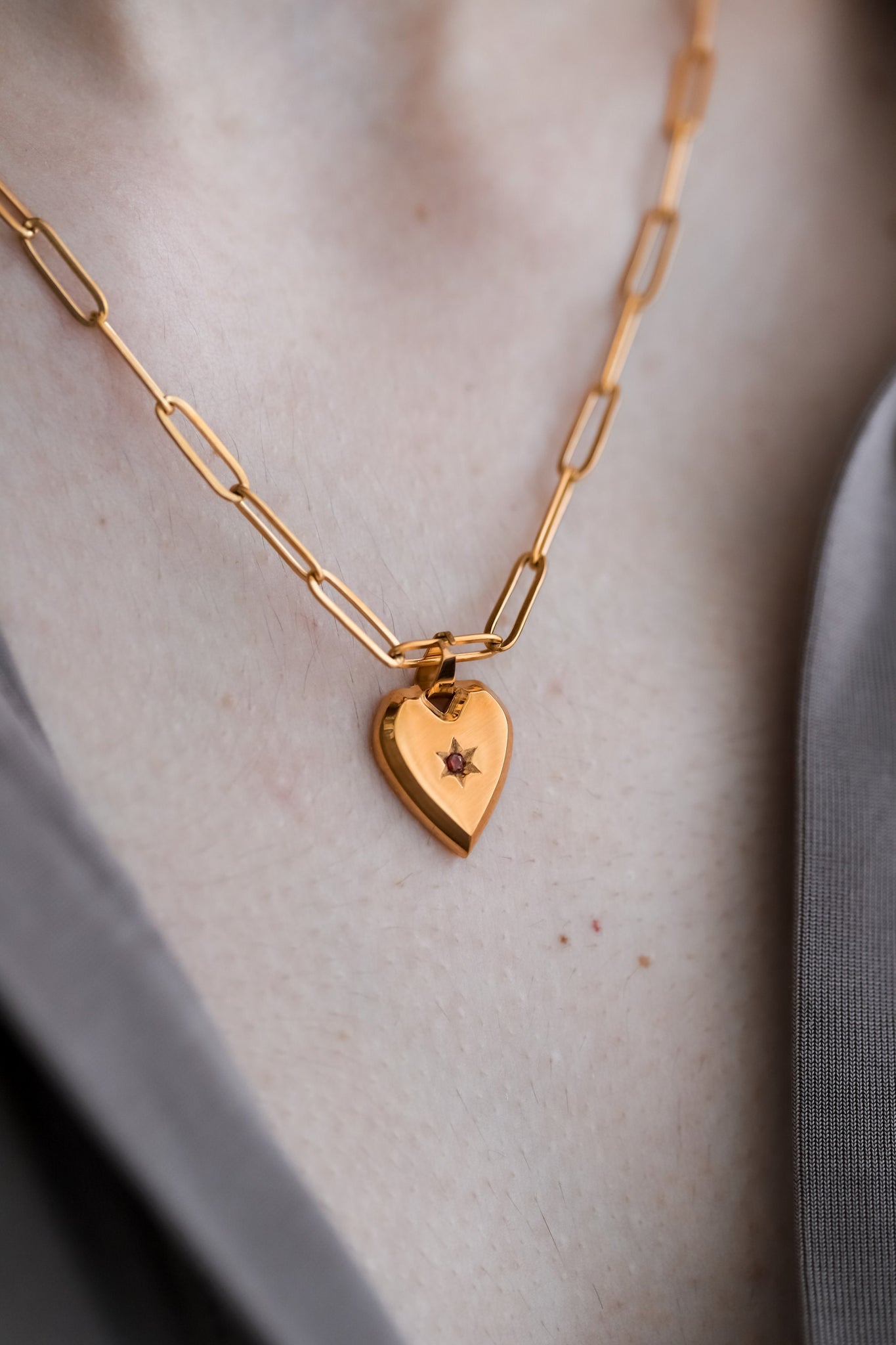 Star Heart Pendant Necklace, 18K Gold, Necklaces For Women, Minimalist Necklace,Paper Pin Stainless Steel Necklace,Gift For Mom,Gift For Her