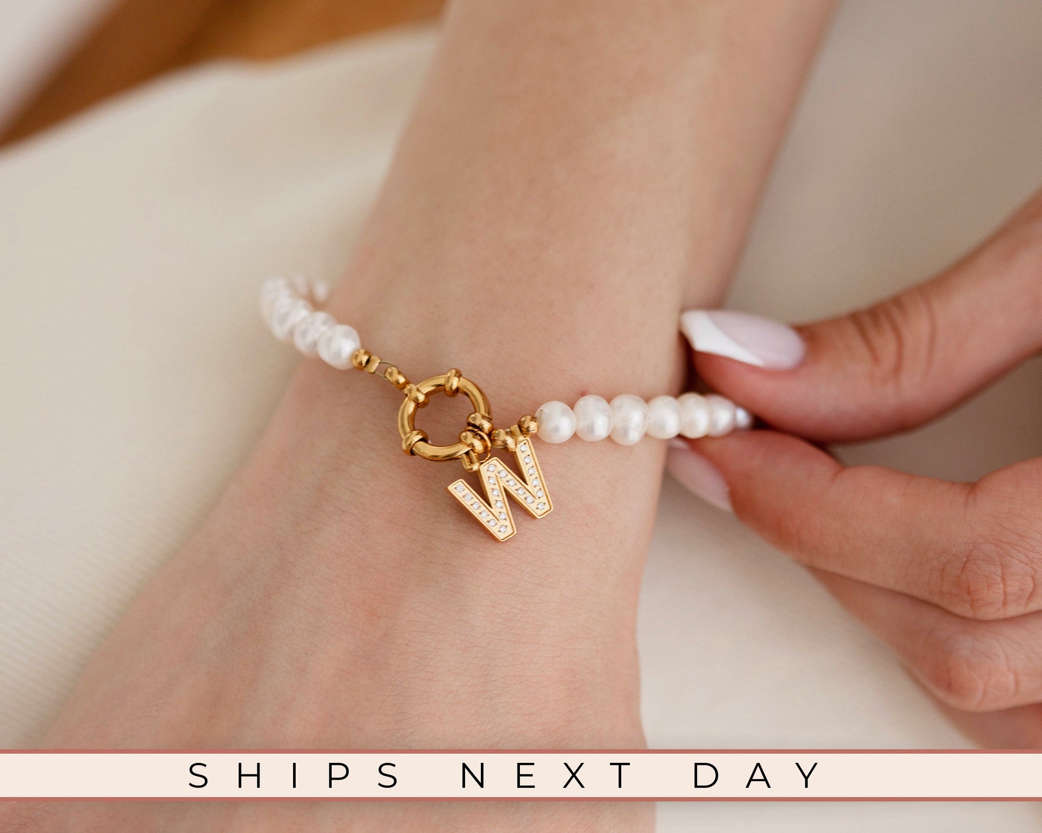 Pearl Chain Bracelet, 18K Gold, Bridesmaid Bracelet, Fresh Water Pearl Jewelry, Bracelet For Women, Minimalist Bracelet, Chain Bracelet