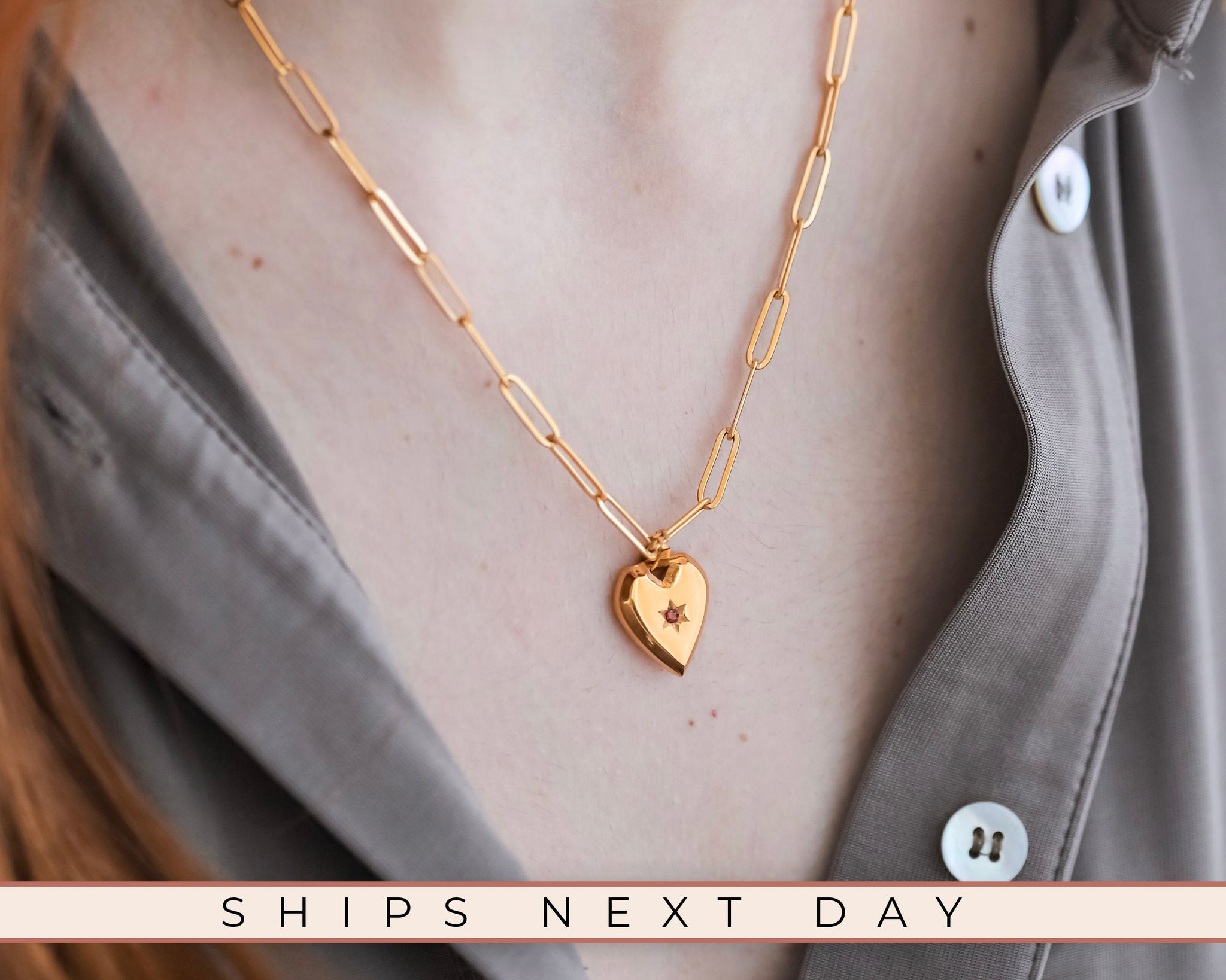Star Heart Pendant Necklace, 18K Gold, Necklaces For Women, Minimalist Necklace,Paper Pin Stainless Steel Necklace,Gift For Mom,Gift For Her
