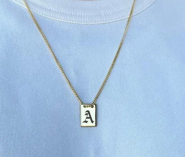 Square Letter Necklace, 18K Gold, Initial Gold Necklace, Dainty Initial Necklace, Minimalist Necklace, Letter Pendant, Initial Jewelry