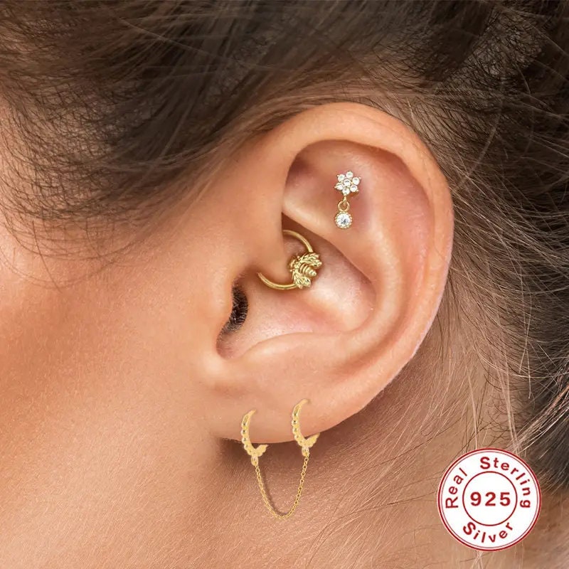 Double Bead Chain Dainty Earring, Connected Earrings, Double Chain  Earrings, Minimalist Earrings, Gift For Her, Cute Earrings For Women