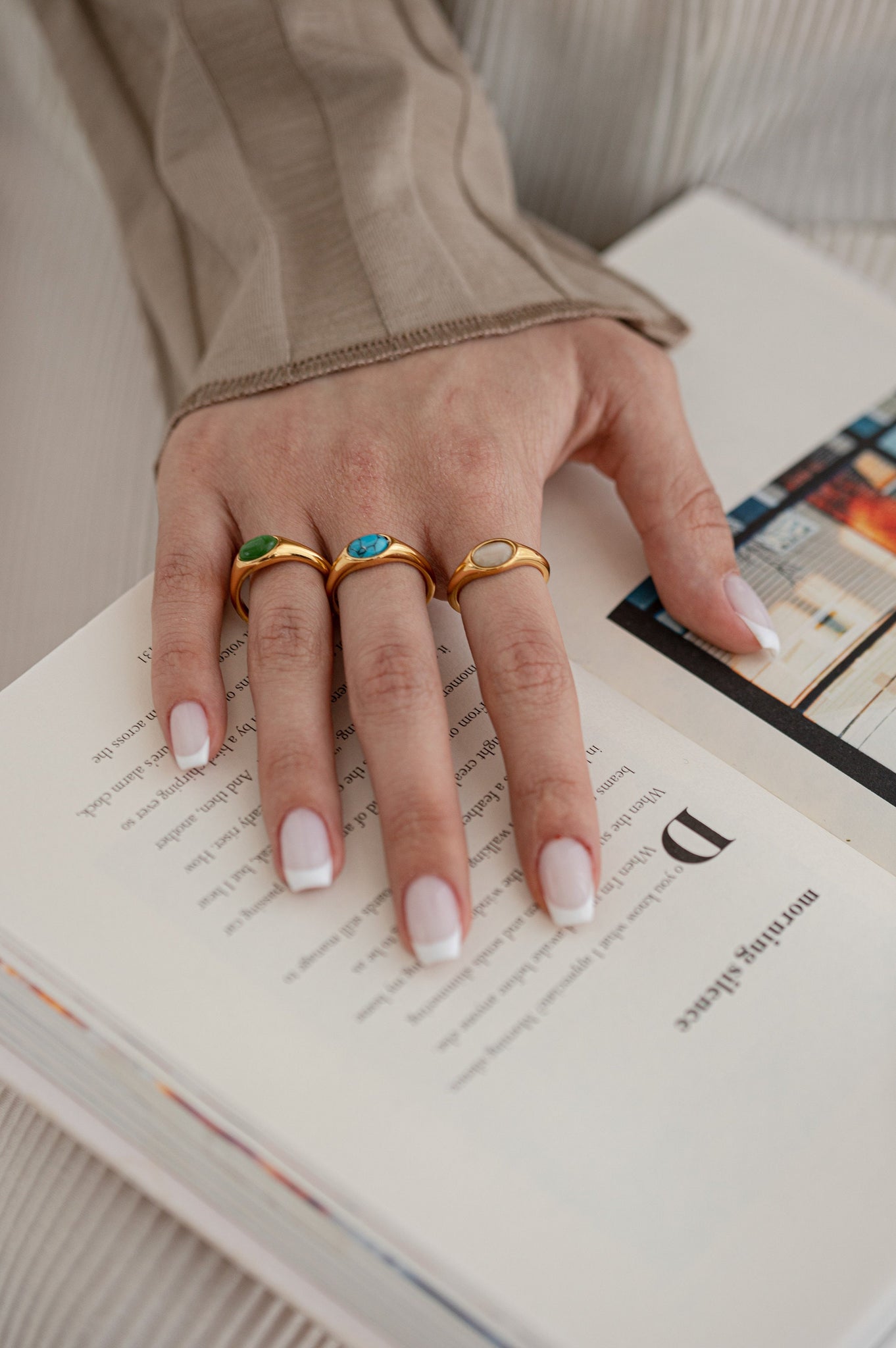 Natural Stone Ring, 18K Gold, Unique Gemstone Rings, Rings For Women, Mother Ring, Mothers Day Gift, New Mom Gift, Opal Turquoise Ring