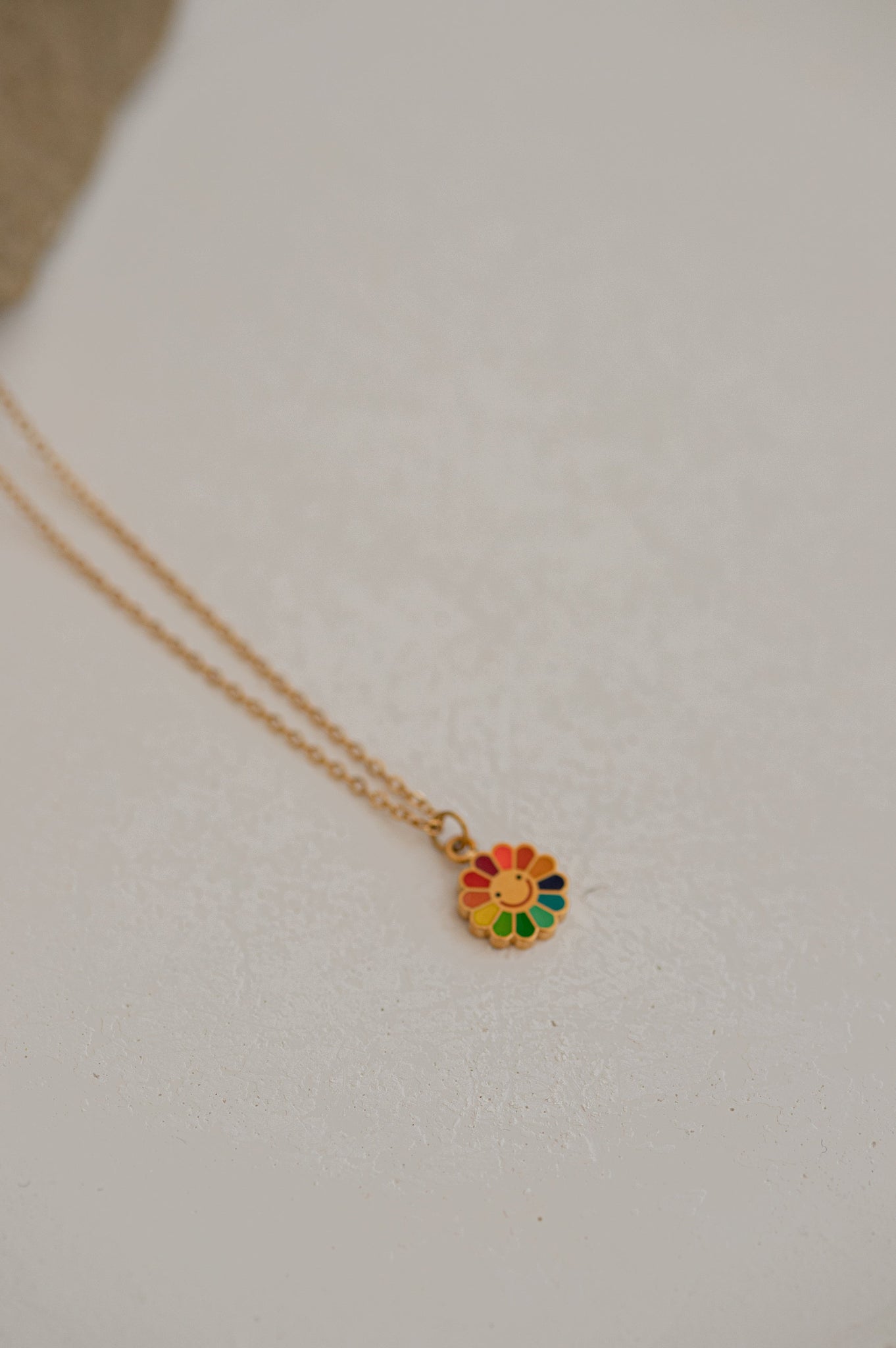Colorful Sunflower Necklace, 18K Gold Necklace, Gift For Her, Laughing Sunflower Charm, Minimalist Necklace, Summer Jewelry, Dainty Necklace